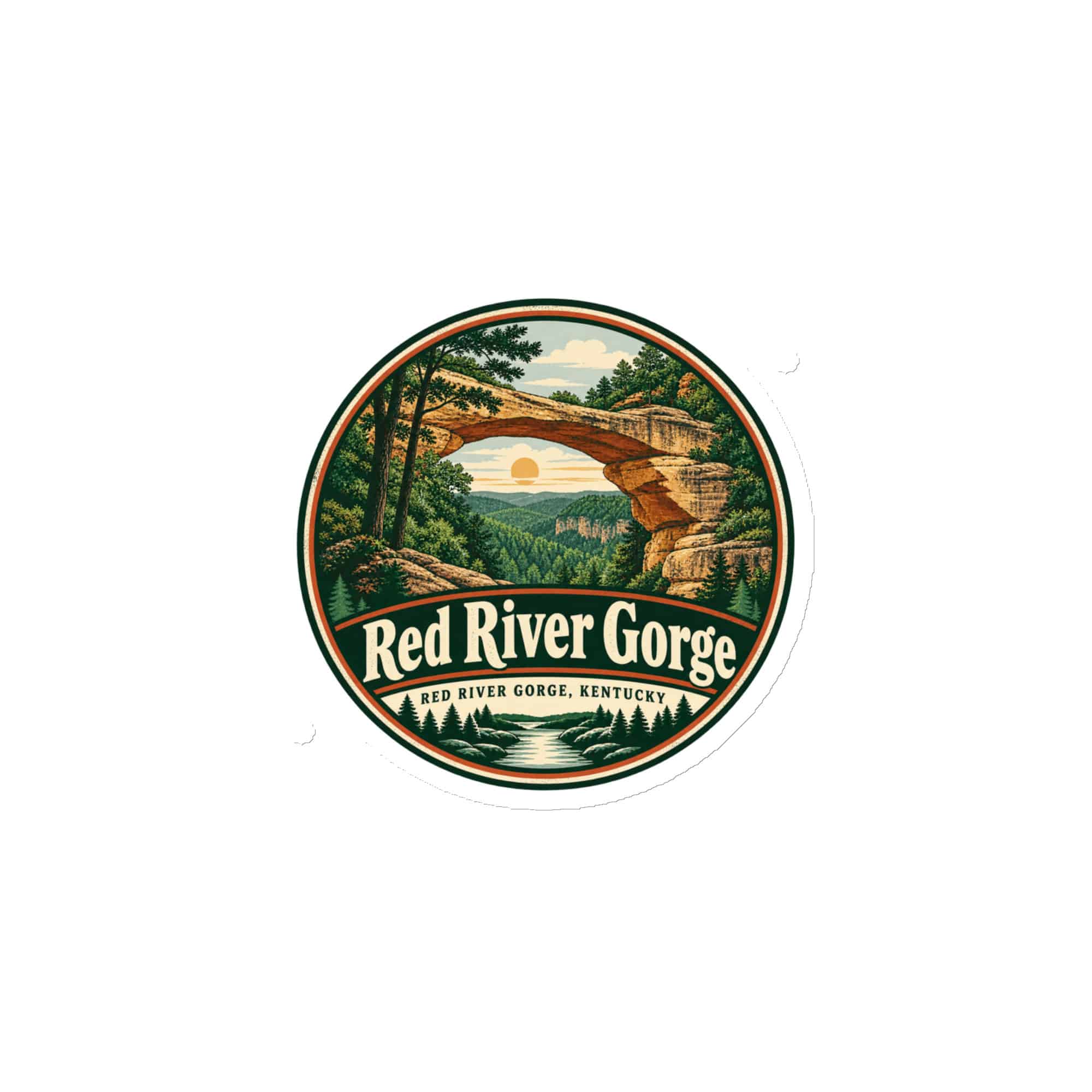 Red River Gorge Die-Cut Magnet: Red River Gorge Destination Seal, Vintage Round Badge