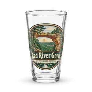 Red River Gorge Pint Glass: Red River Gorge Destination Seal, Vintage Round Badge - 16 oz - Main
