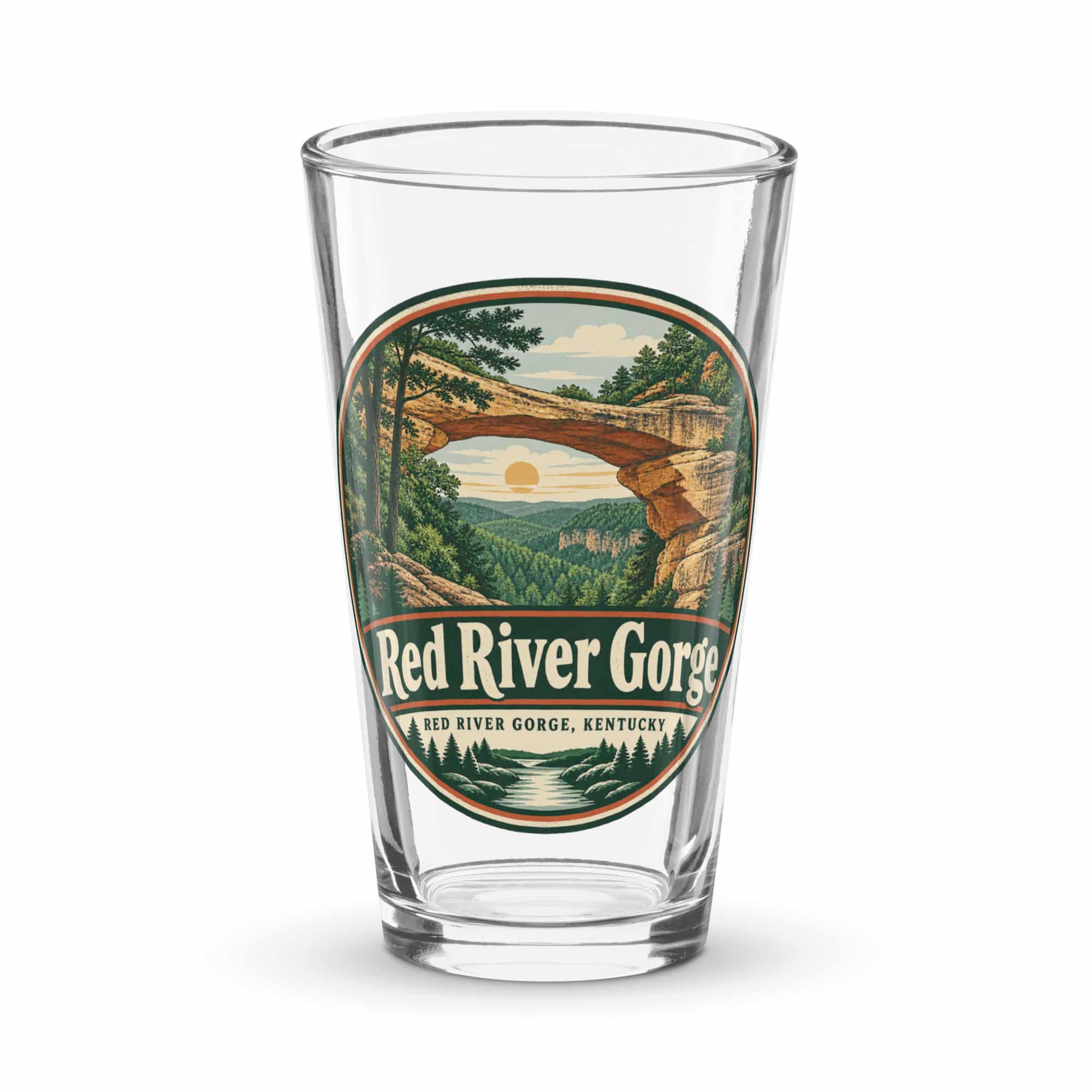 Red River Gorge Pint Glass: Red River Gorge Destination Seal, Vintage Round Badge