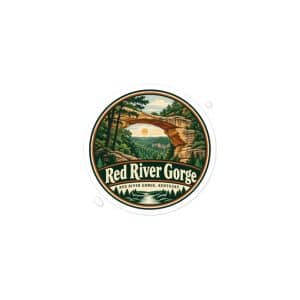 Red River Gorge Vinyl Sticker: Red River Gorge Destination Seal, Vintage Round Badge - 3″×3″ - Main