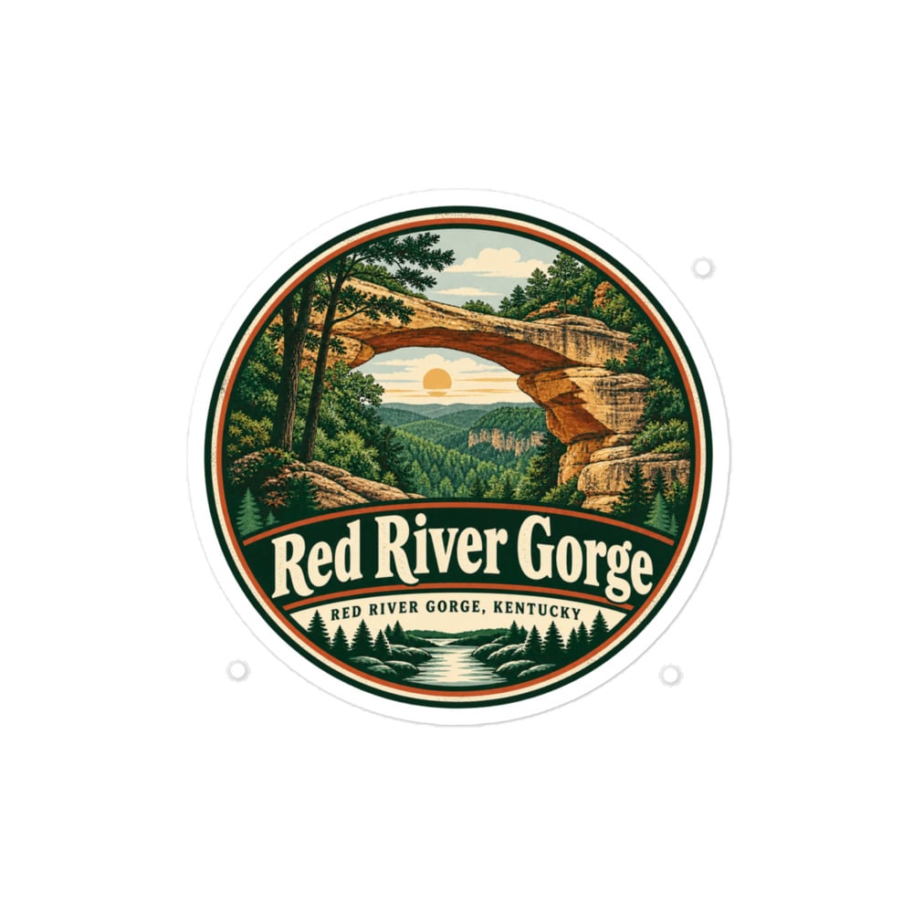 Red River Gorge Vinyl Sticker: Red River Gorge Destination Seal, Vintage Round Badge