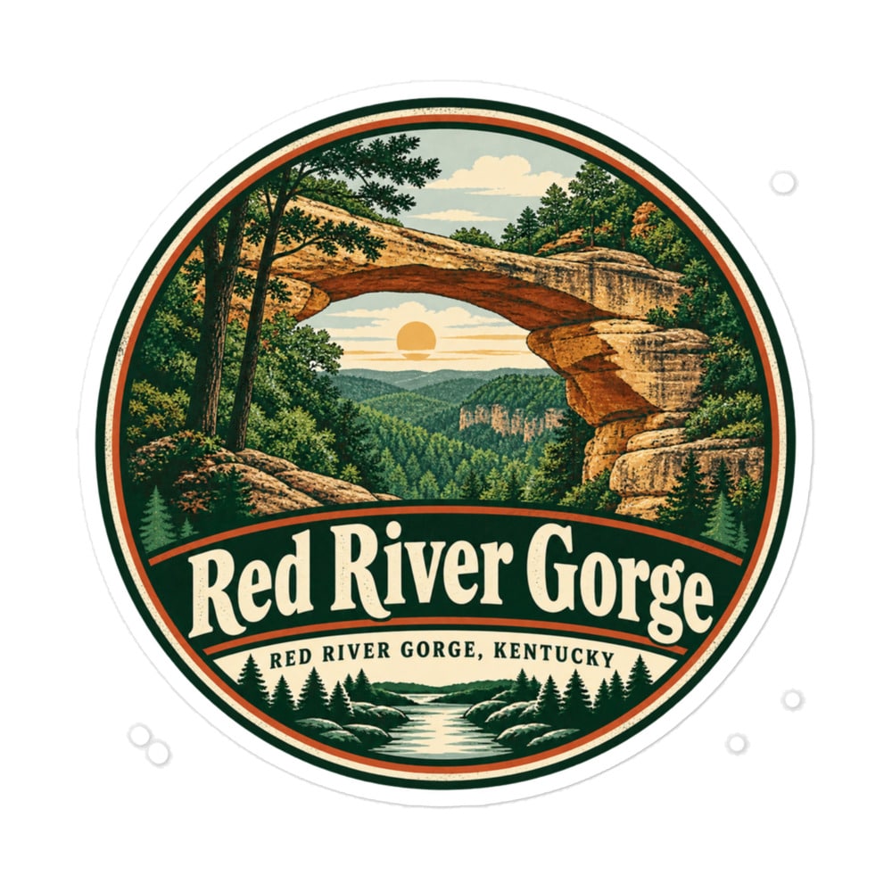 Red River Gorge Vinyl Sticker: Red River Gorge Destination Seal, Vintage Round Badge