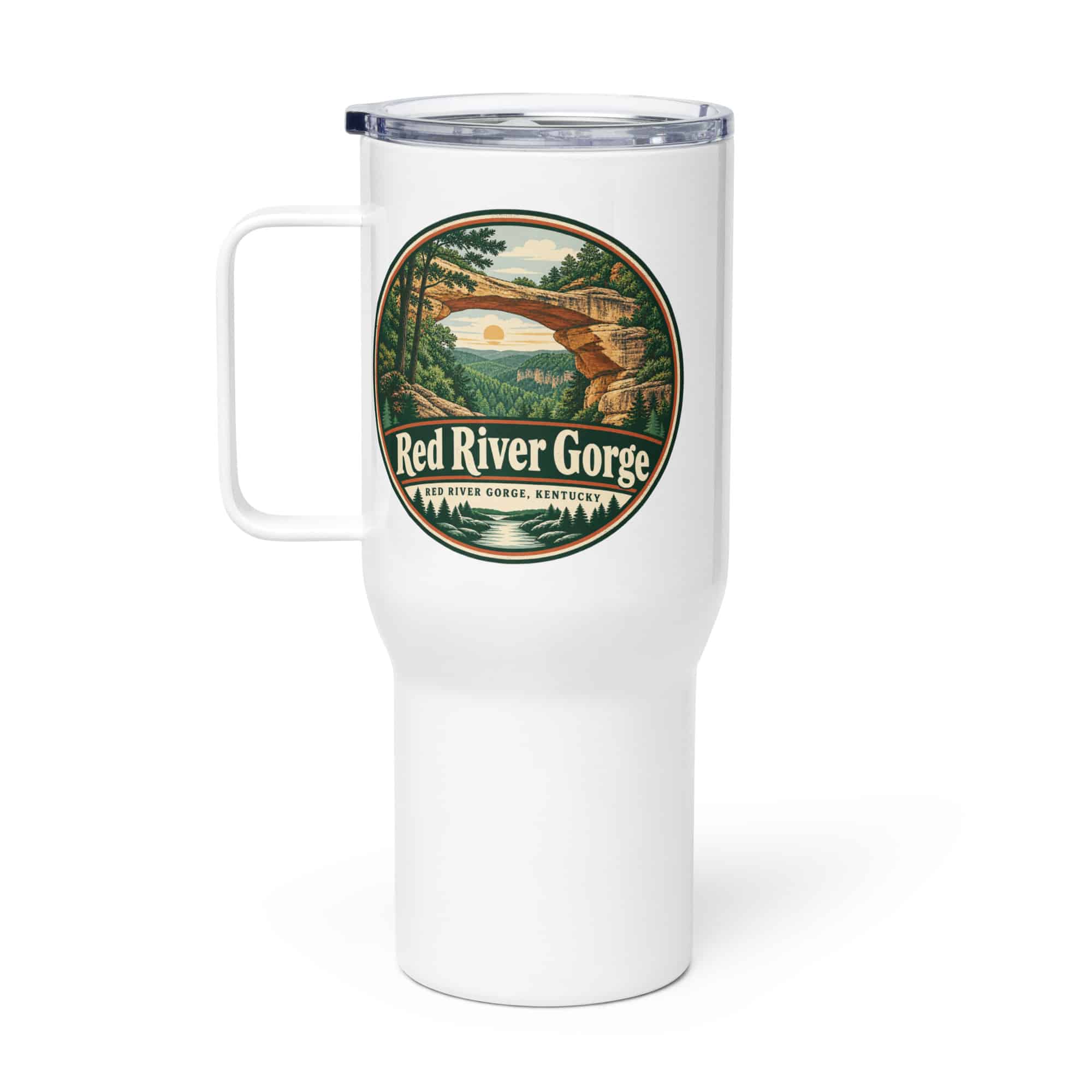 Red River Gorge Travel Mug: Red River Gorge Destination Seal, Vintage Round Badge