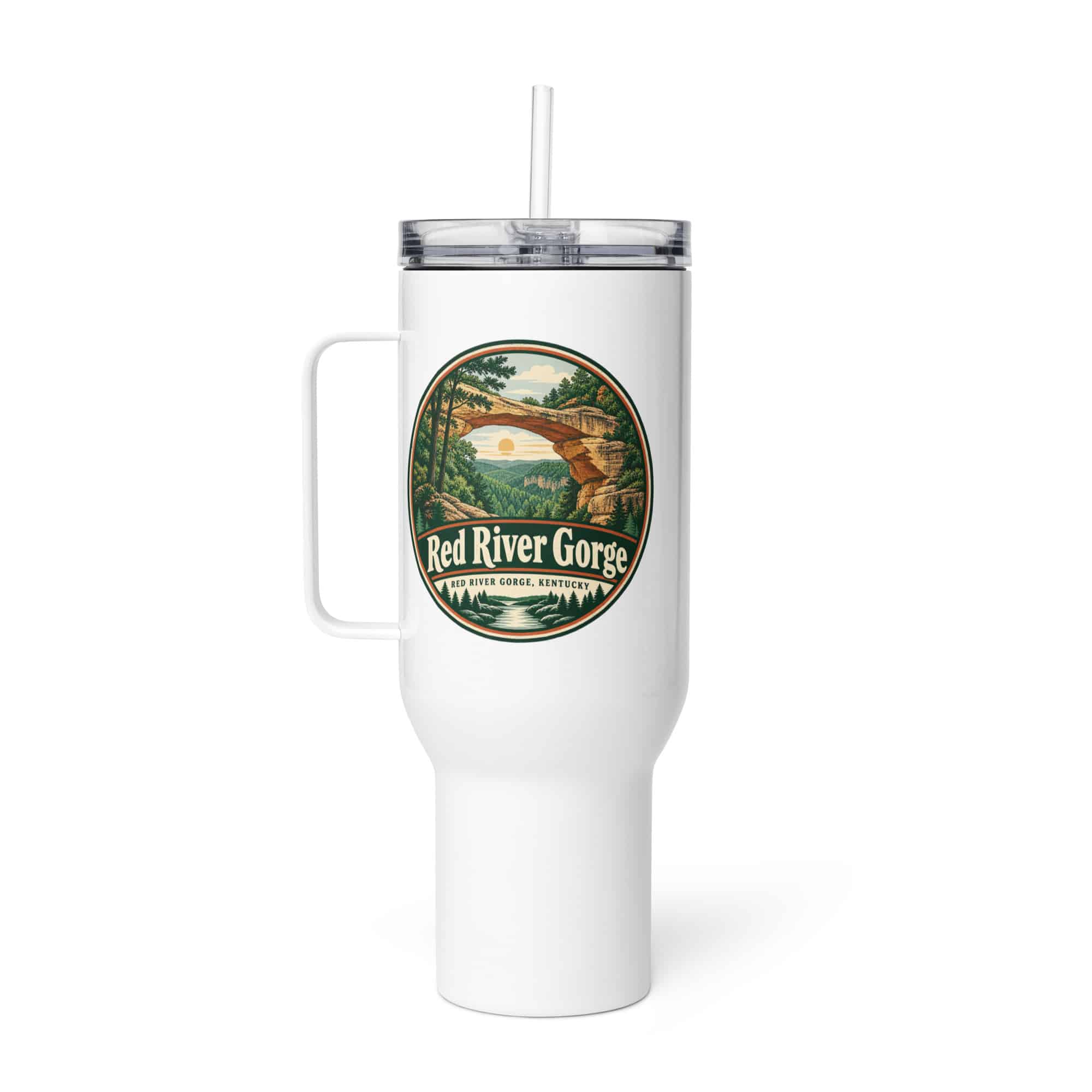 Red River Gorge Travel Mug: Red River Gorge Destination Seal, Vintage Round Badge