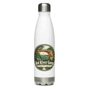 Red River Gorge Stainless Steel Water Bottle: Red River Gorge Destination Seal, Vintage Round Badge - 17 oz - Main