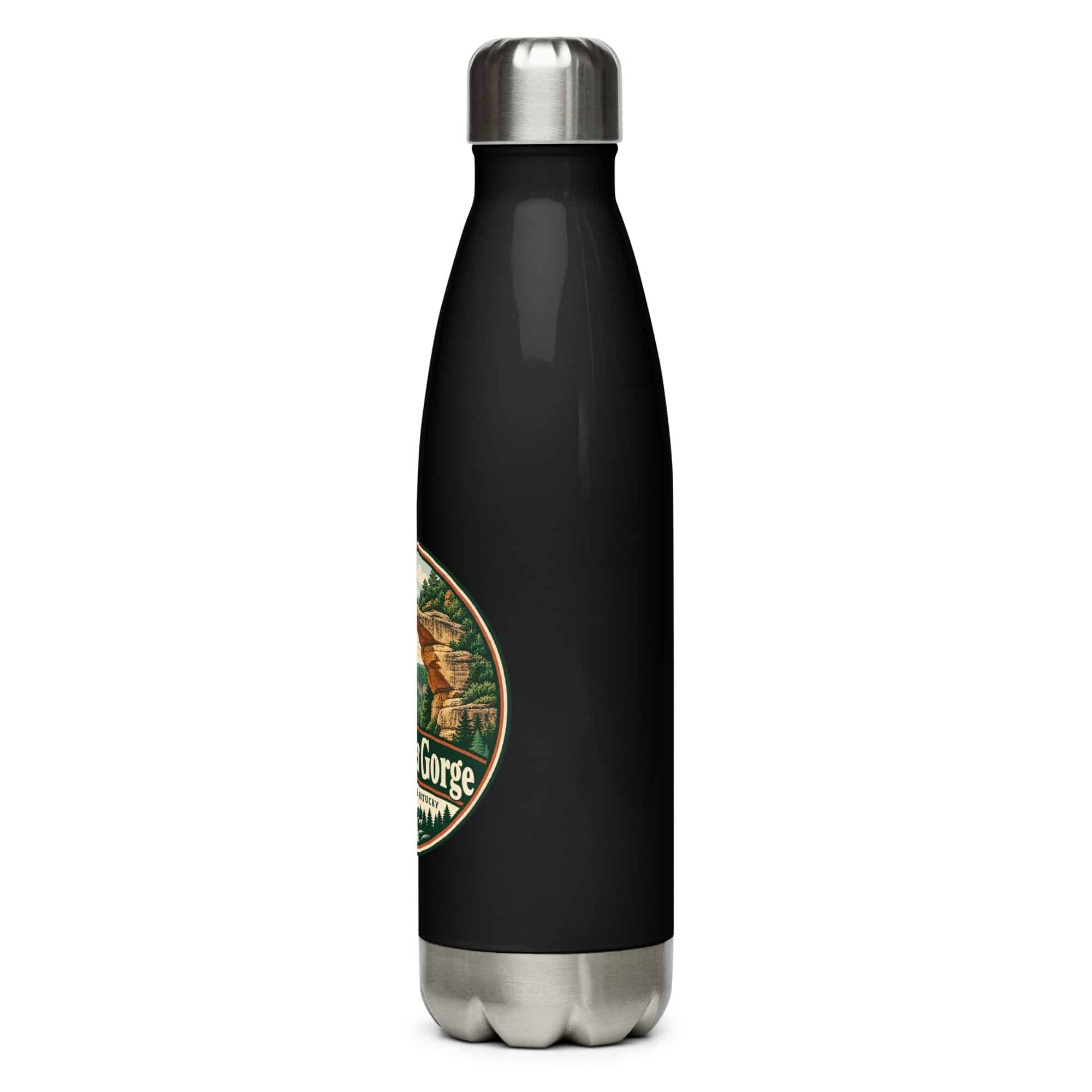 Red River Gorge Stainless Steel Water Bottle: Red River Gorge Destination Seal, Vintage Round Badge