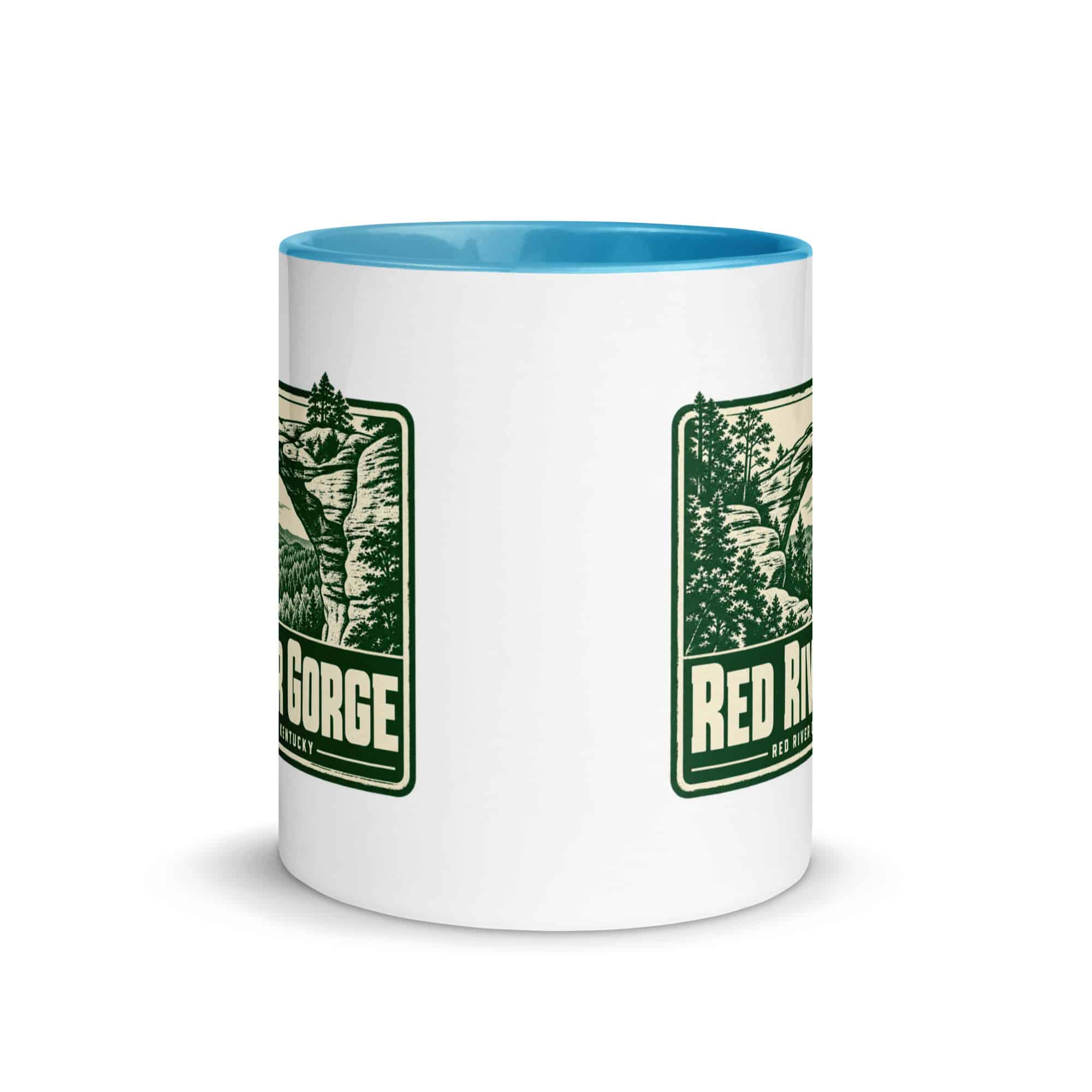 Red River Gorge Color Inside Coffee Mug: Red River Gorge Destination Seal, Forest Ink Stamp