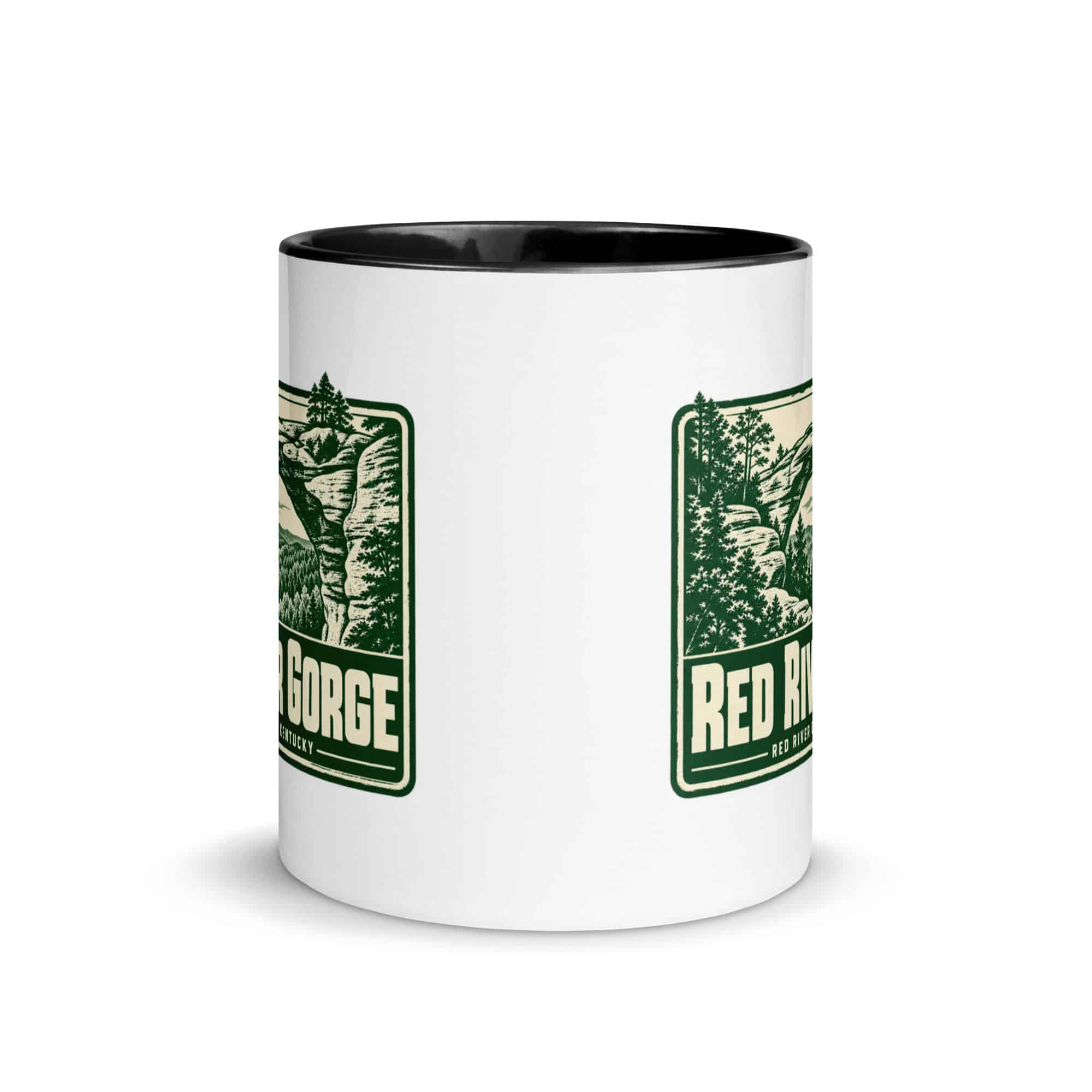 Red River Gorge Color Inside Coffee Mug: Red River Gorge Destination Seal, Forest Ink Stamp