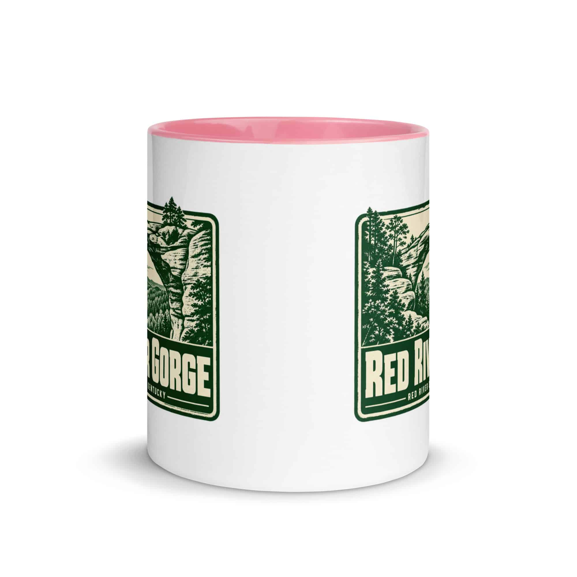 Red River Gorge Color Inside Coffee Mug: Red River Gorge Destination Seal, Forest Ink Stamp