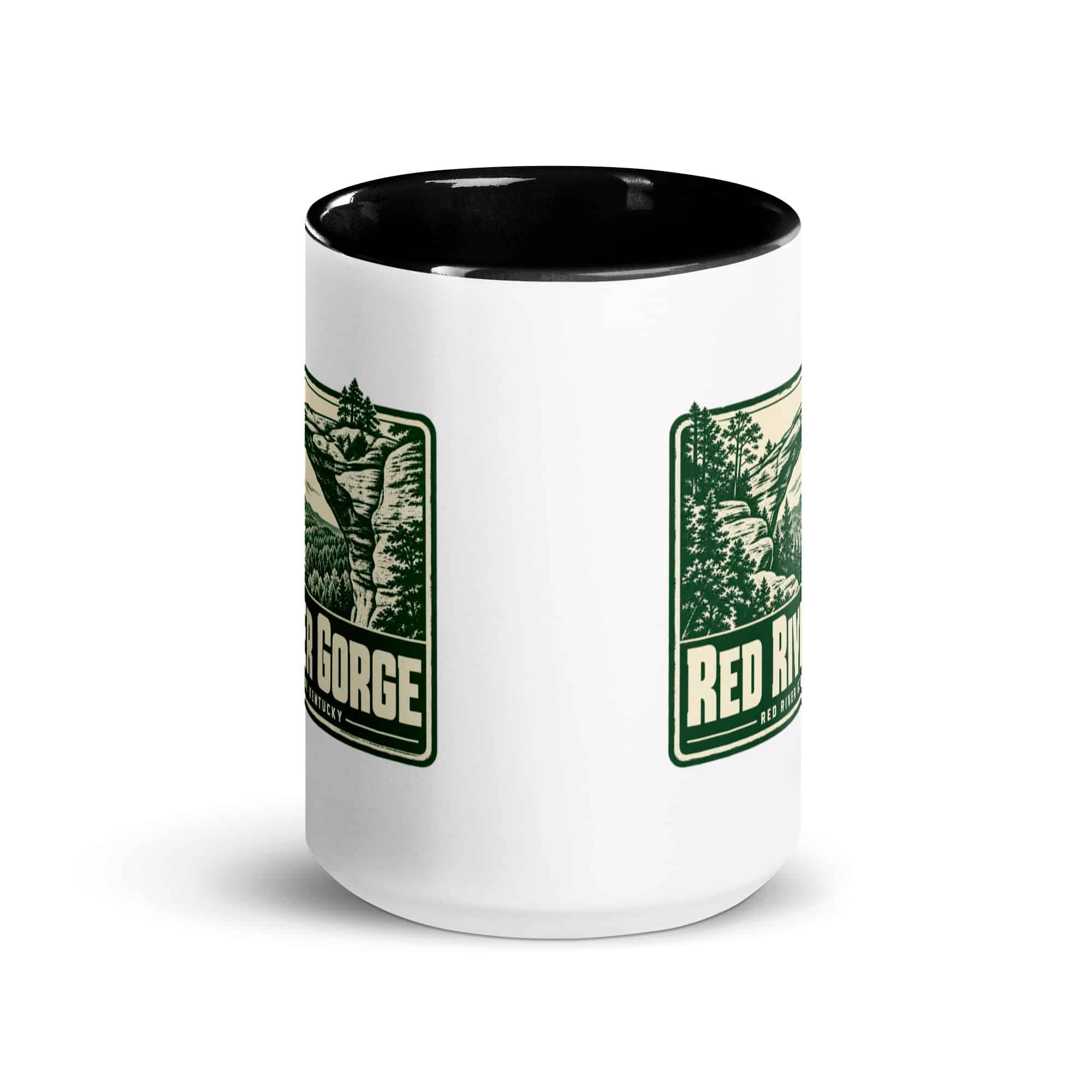 Red River Gorge Color Inside Coffee Mug: Red River Gorge Destination Seal, Forest Ink Stamp