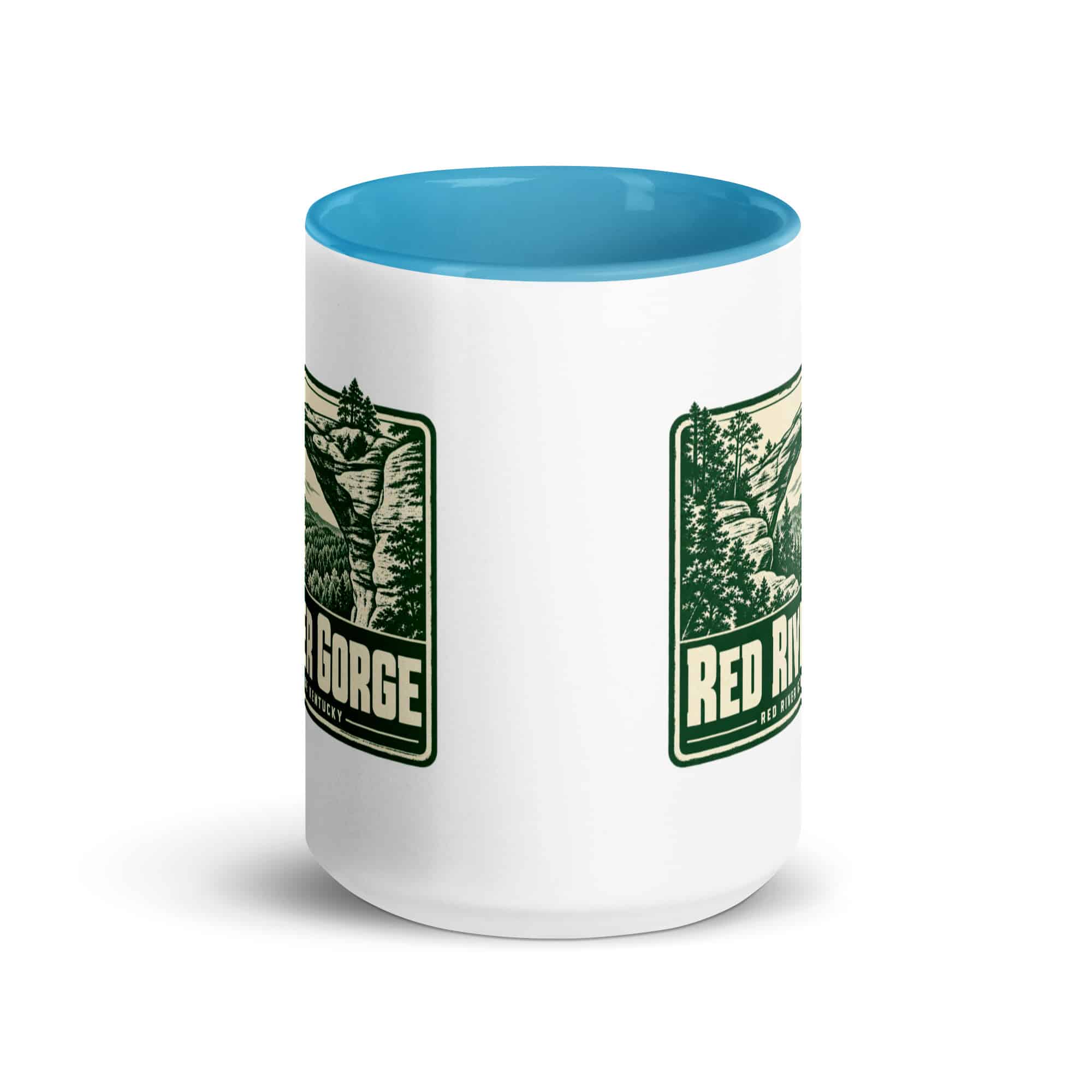 Red River Gorge Color Inside Coffee Mug: Red River Gorge Destination Seal, Forest Ink Stamp