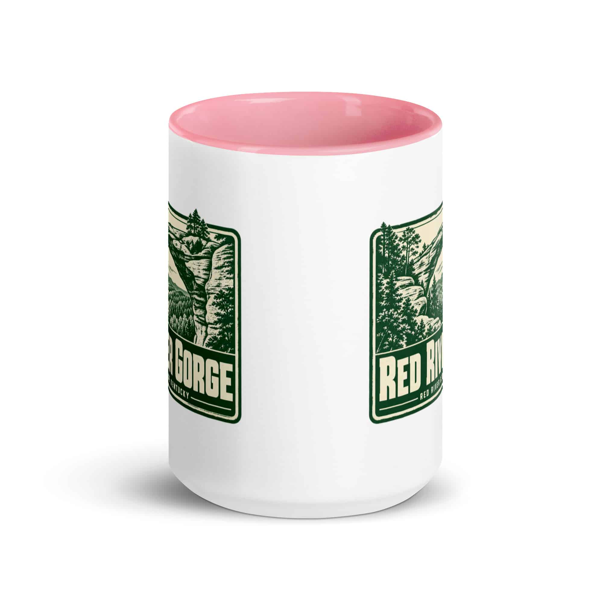 Red River Gorge Color Inside Coffee Mug: Red River Gorge Destination Seal, Forest Ink Stamp
