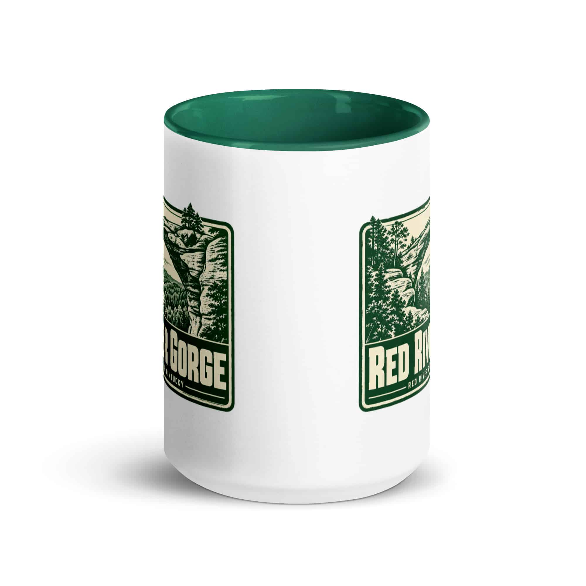 Red River Gorge Color Inside Coffee Mug: Red River Gorge Destination Seal, Forest Ink Stamp