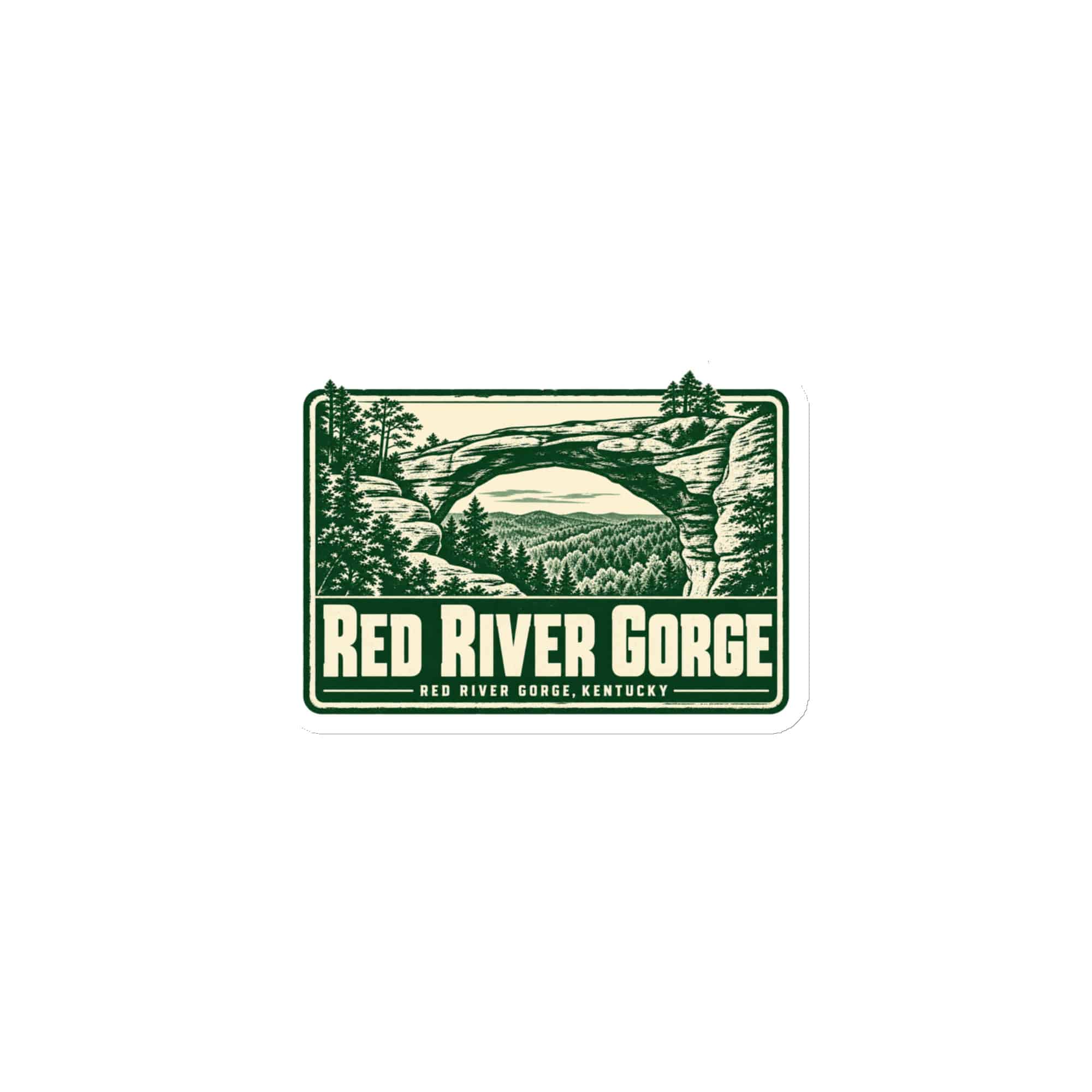 Red River Gorge Die-Cut Magnet: Red River Gorge Destination Seal, Forest Ink Stamp