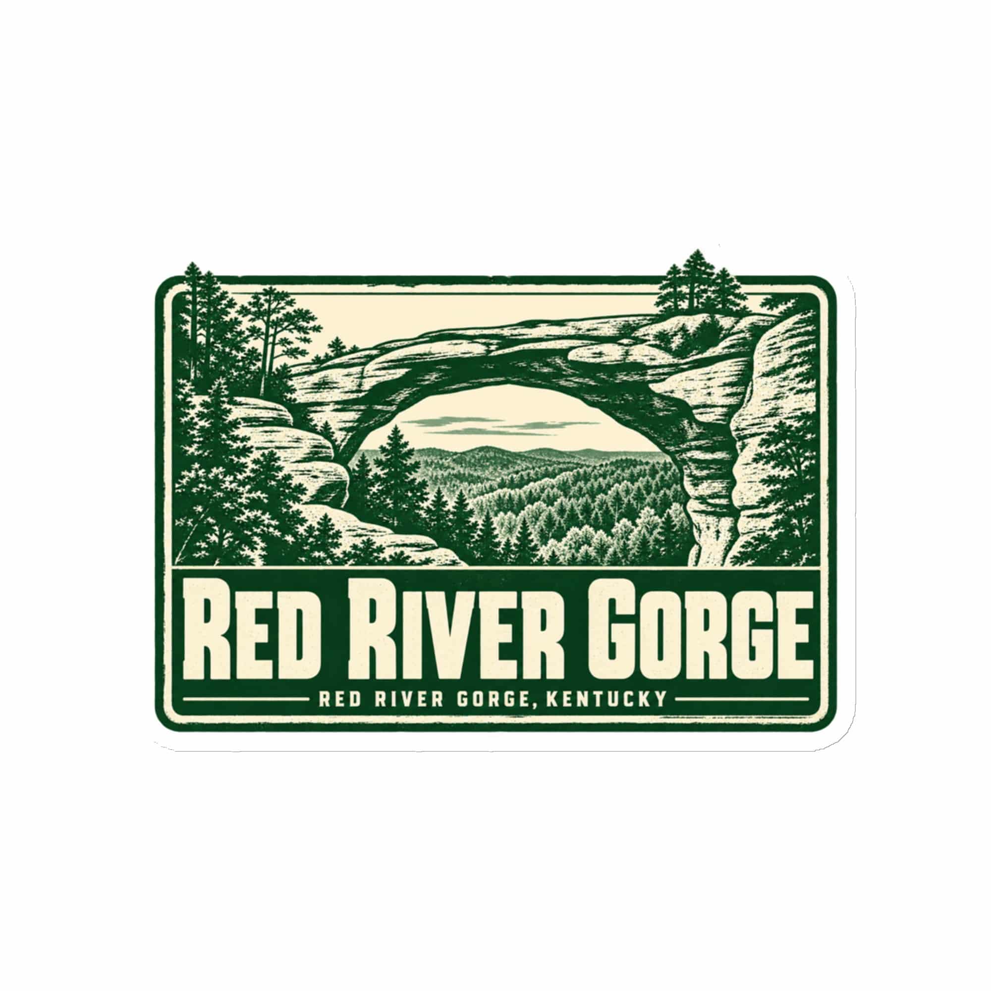 Red River Gorge Die-Cut Magnet: Red River Gorge Destination Seal, Forest Ink Stamp