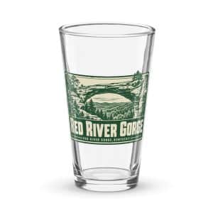Red River Gorge Pint Glass: Red River Gorge Destination Seal, Forest Ink Stamp - 16 oz - Main
