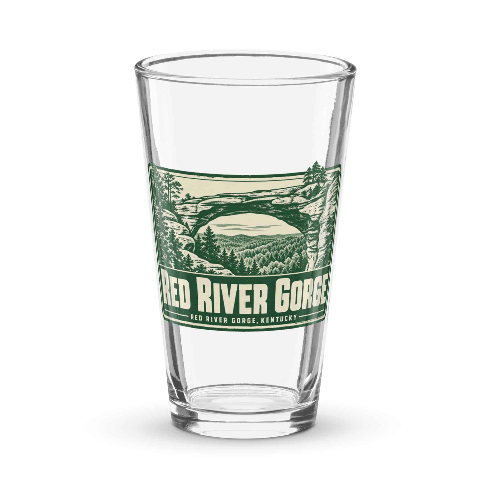 Red River Gorge Pint Glass: Red River Gorge Destination Seal, Forest Ink Stamp