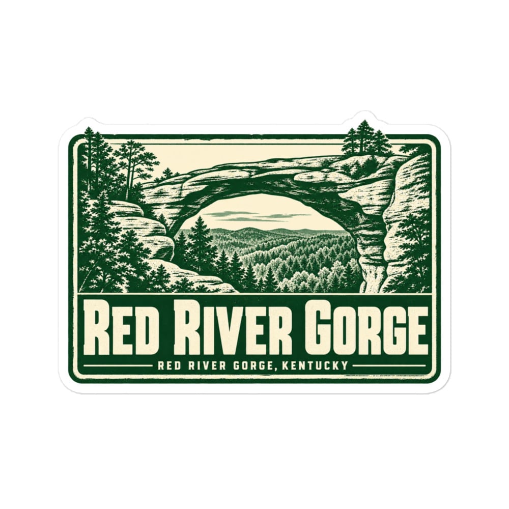 Red River Gorge Vinyl Sticker: Red River Gorge Destination Seal, Forest Ink Stamp
