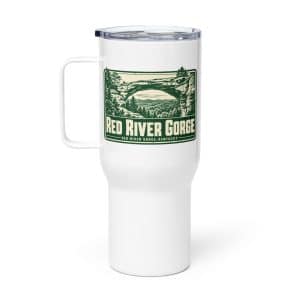 Red River Gorge Travel Mug: Red River Gorge Destination Seal, Forest Ink Stamp - 25 oz - Main