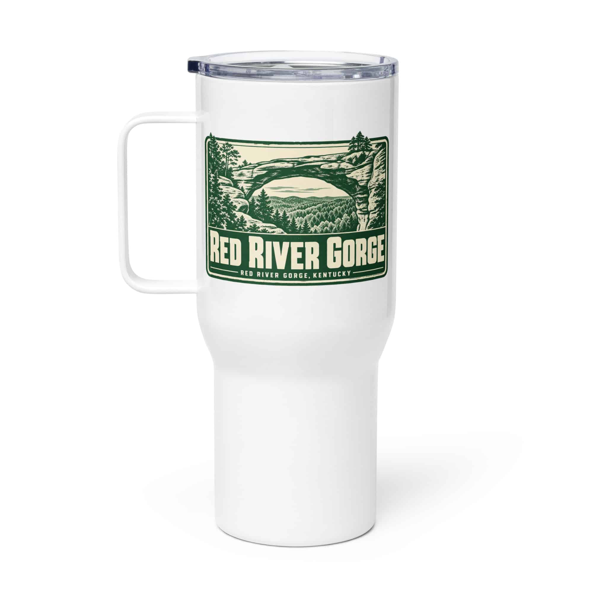 Red River Gorge Travel Mug: Red River Gorge Destination Seal, Forest Ink Stamp