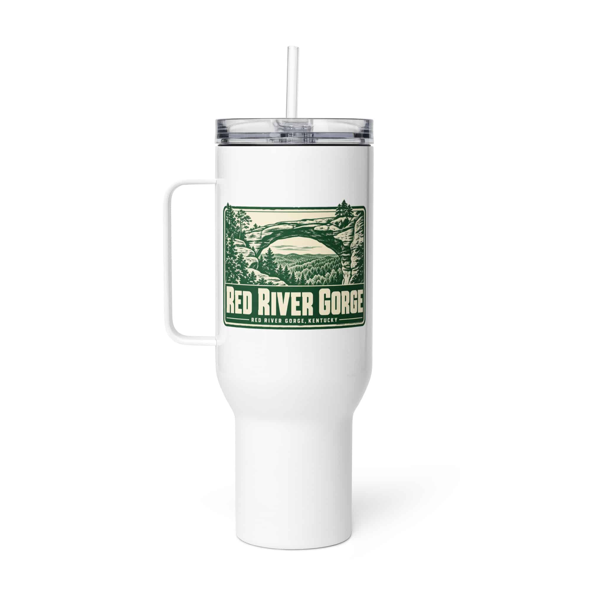 Red River Gorge Travel Mug: Red River Gorge Destination Seal, Forest Ink Stamp