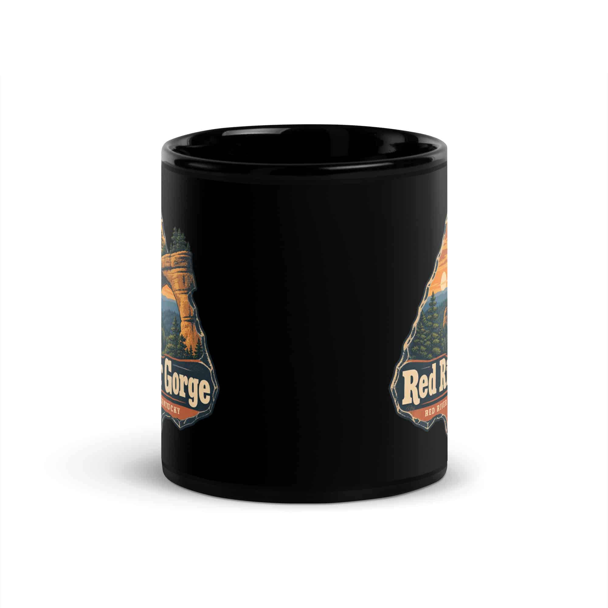 Red River Gorge Black Coffee Mug: Red River Gorge Destination Seal, Scenic Shield Badge