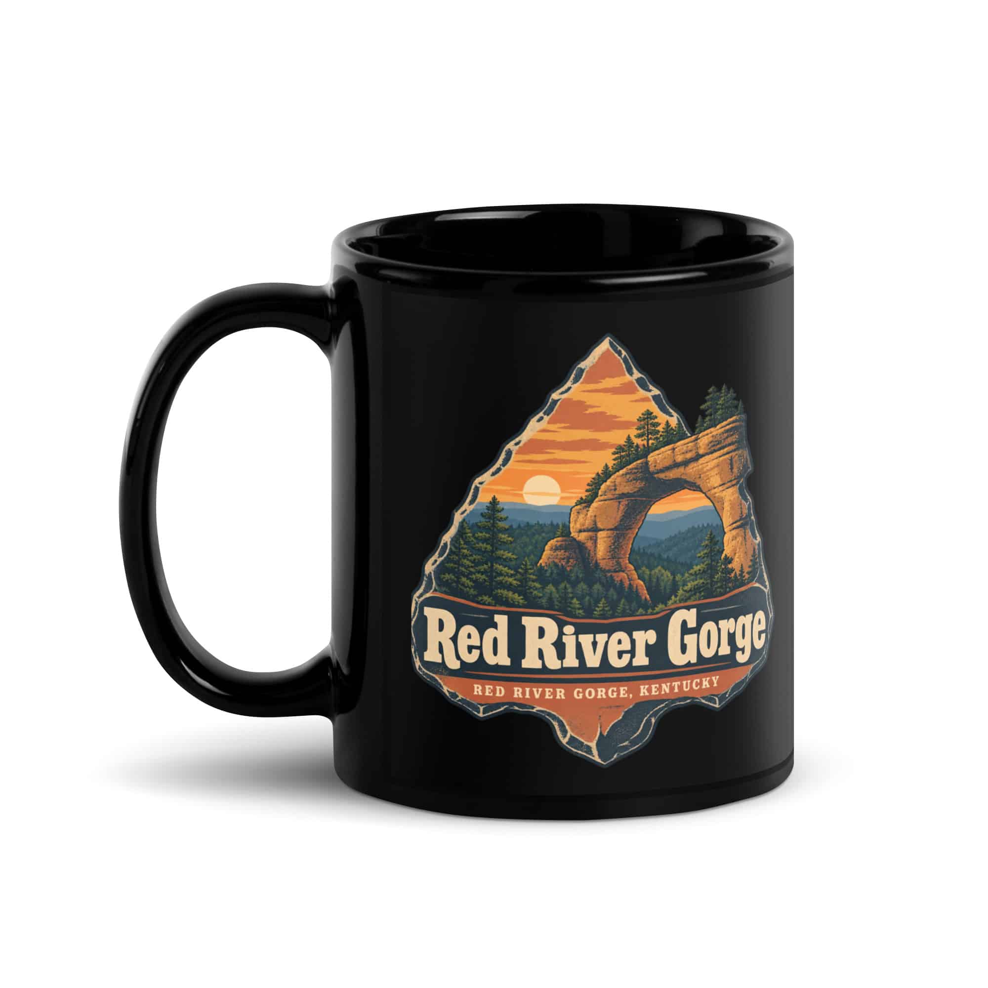Red River Gorge Black Coffee Mug: Red River Gorge Destination Seal, Scenic Shield Badge