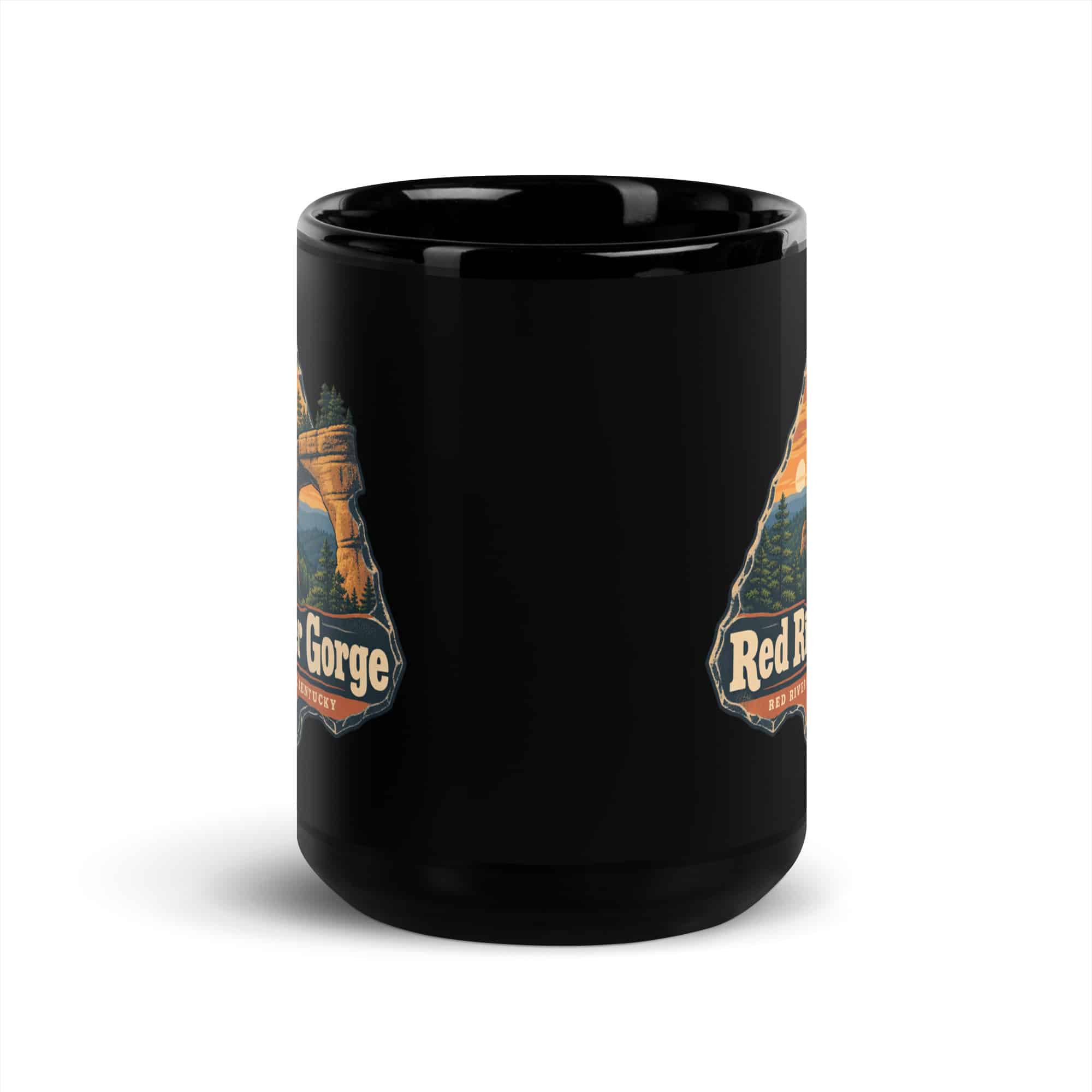 Red River Gorge Black Coffee Mug: Red River Gorge Destination Seal, Scenic Shield Badge