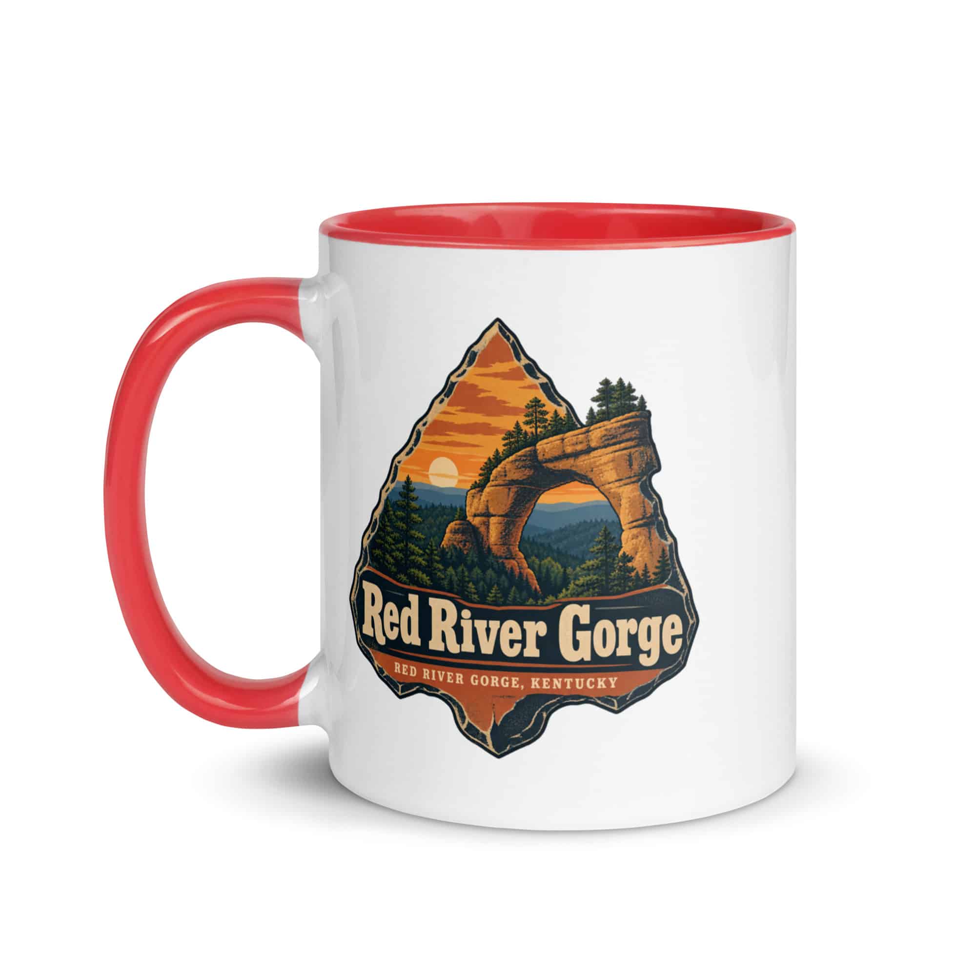 Red River Gorge Color Inside Coffee Mug: Red River Gorge Destination Seal, Scenic Shield Badge