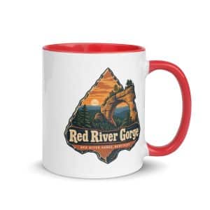 Red River Gorge Color Inside Coffee Mug: Red River Gorge Destination Seal, Scenic Shield Badge - 11 oz - Main