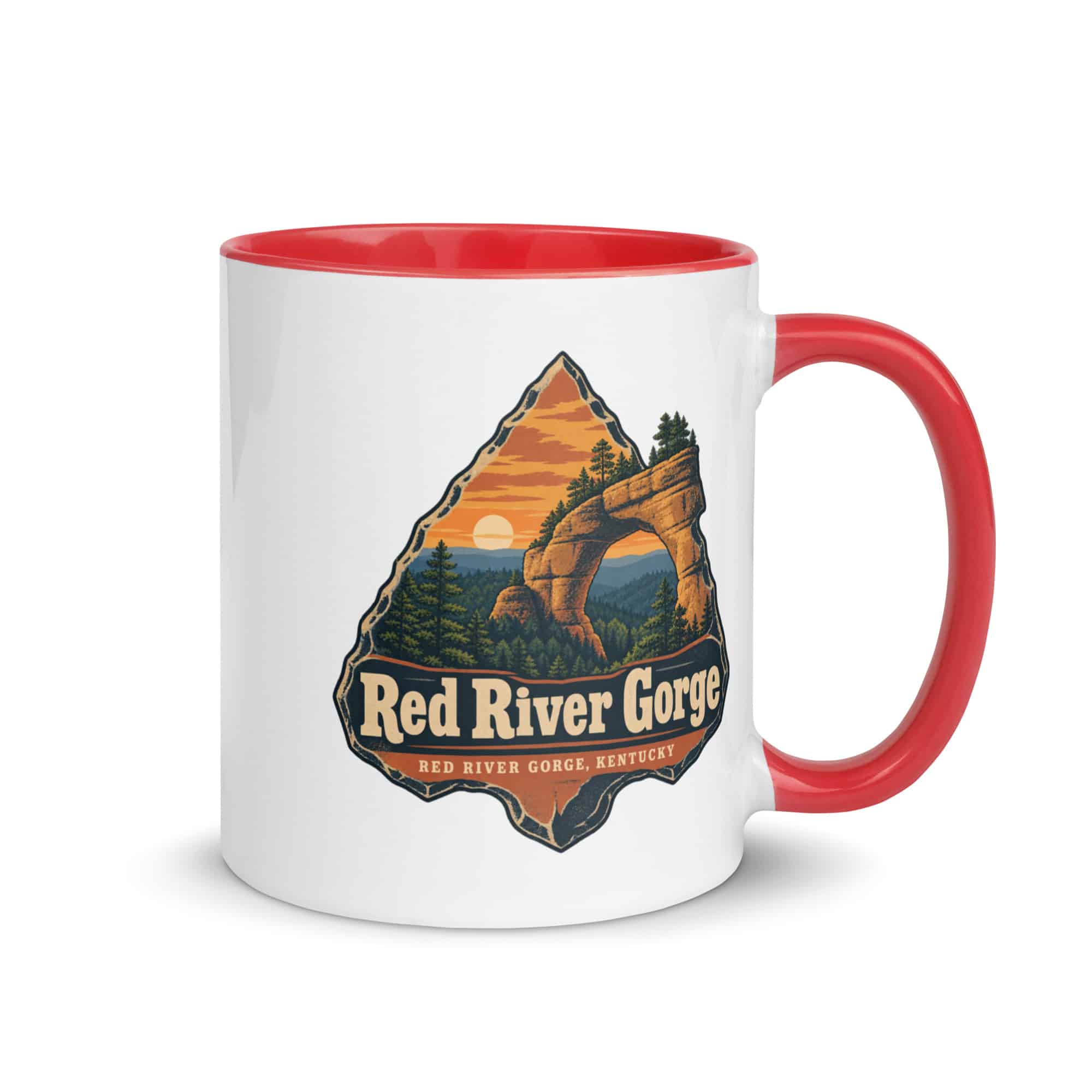 Red River Gorge Color Inside Coffee Mug: Red River Gorge Destination Seal, Scenic Shield Badge