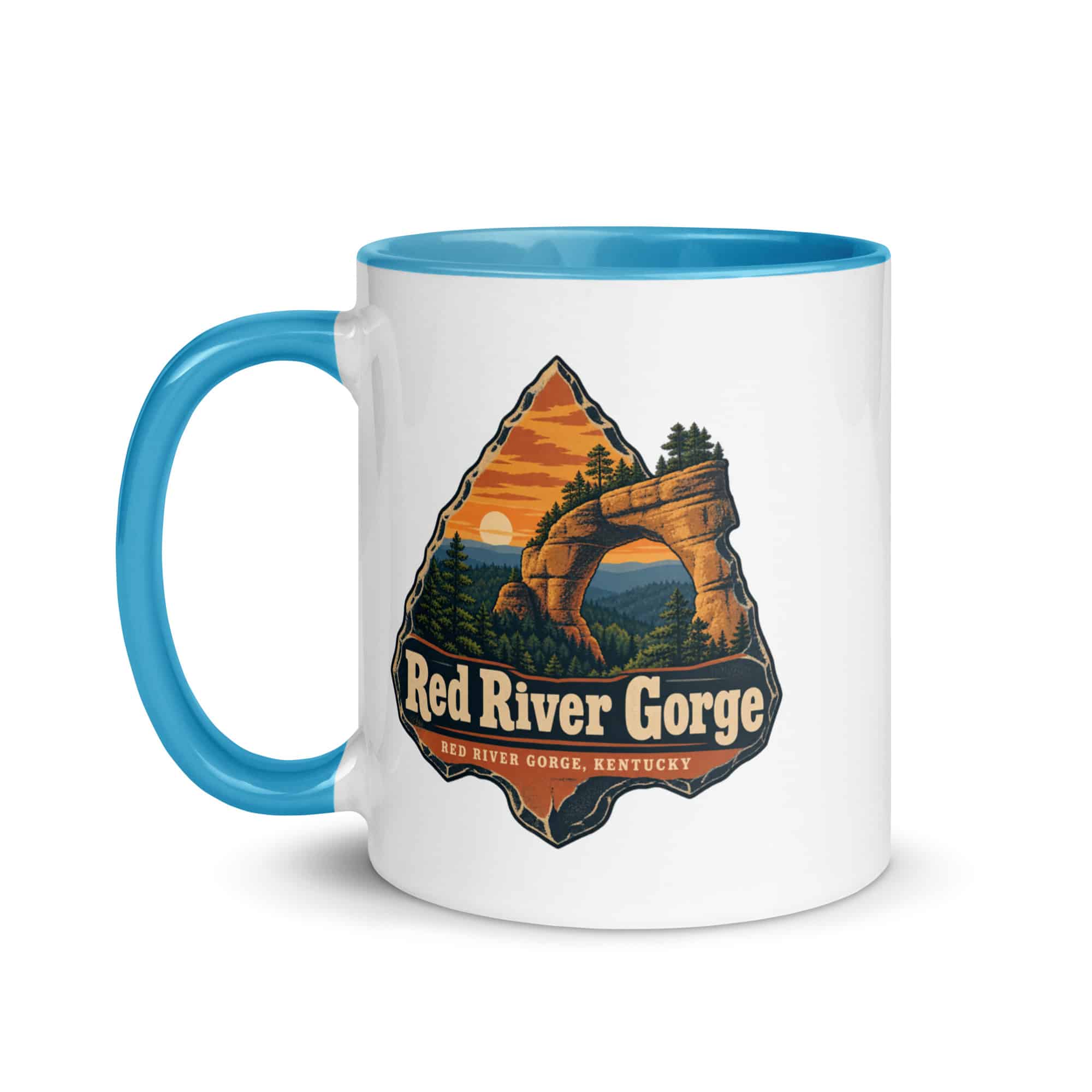 Red River Gorge Color Inside Coffee Mug: Red River Gorge Destination Seal, Scenic Shield Badge
