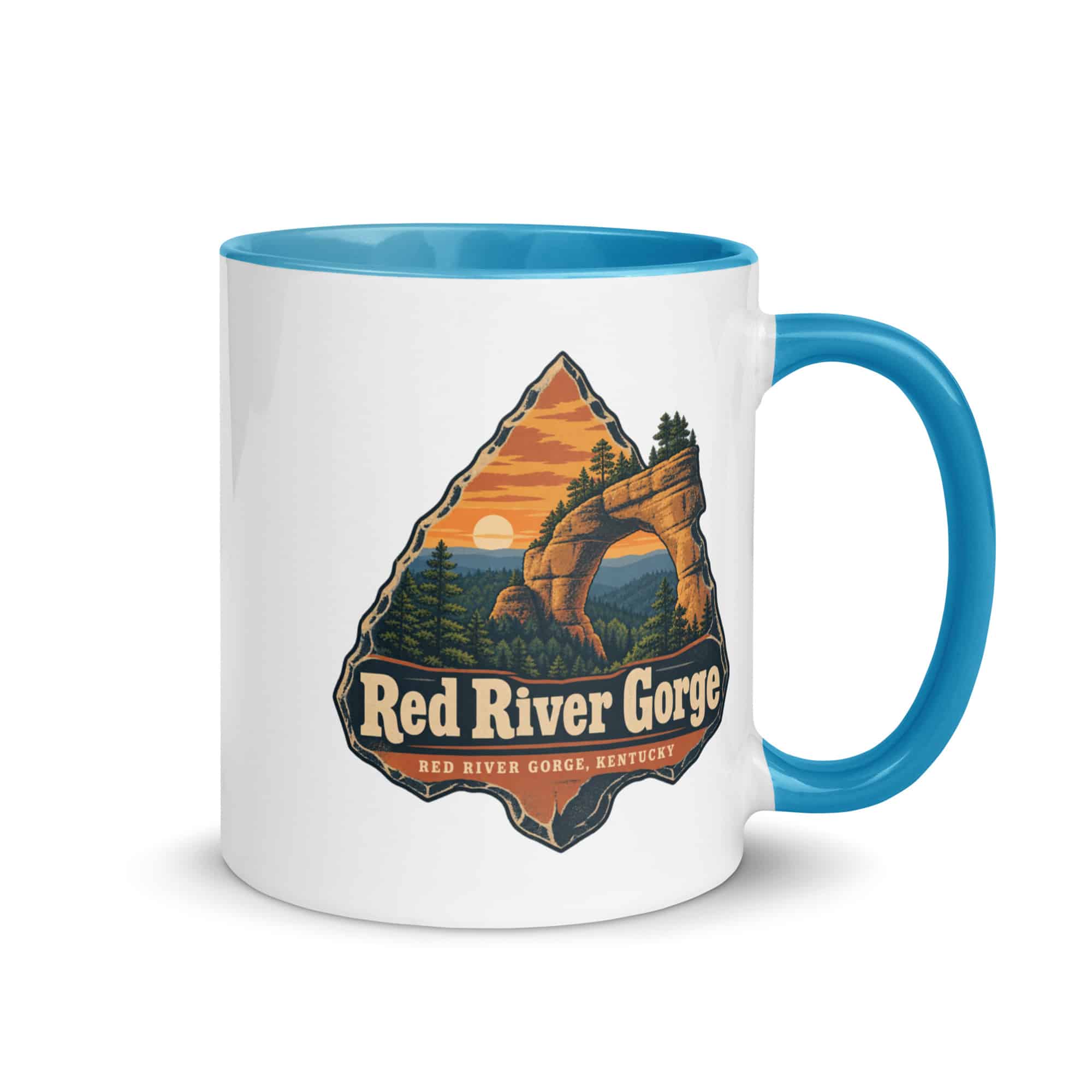 Red River Gorge Color Inside Coffee Mug: Red River Gorge Destination Seal, Scenic Shield Badge