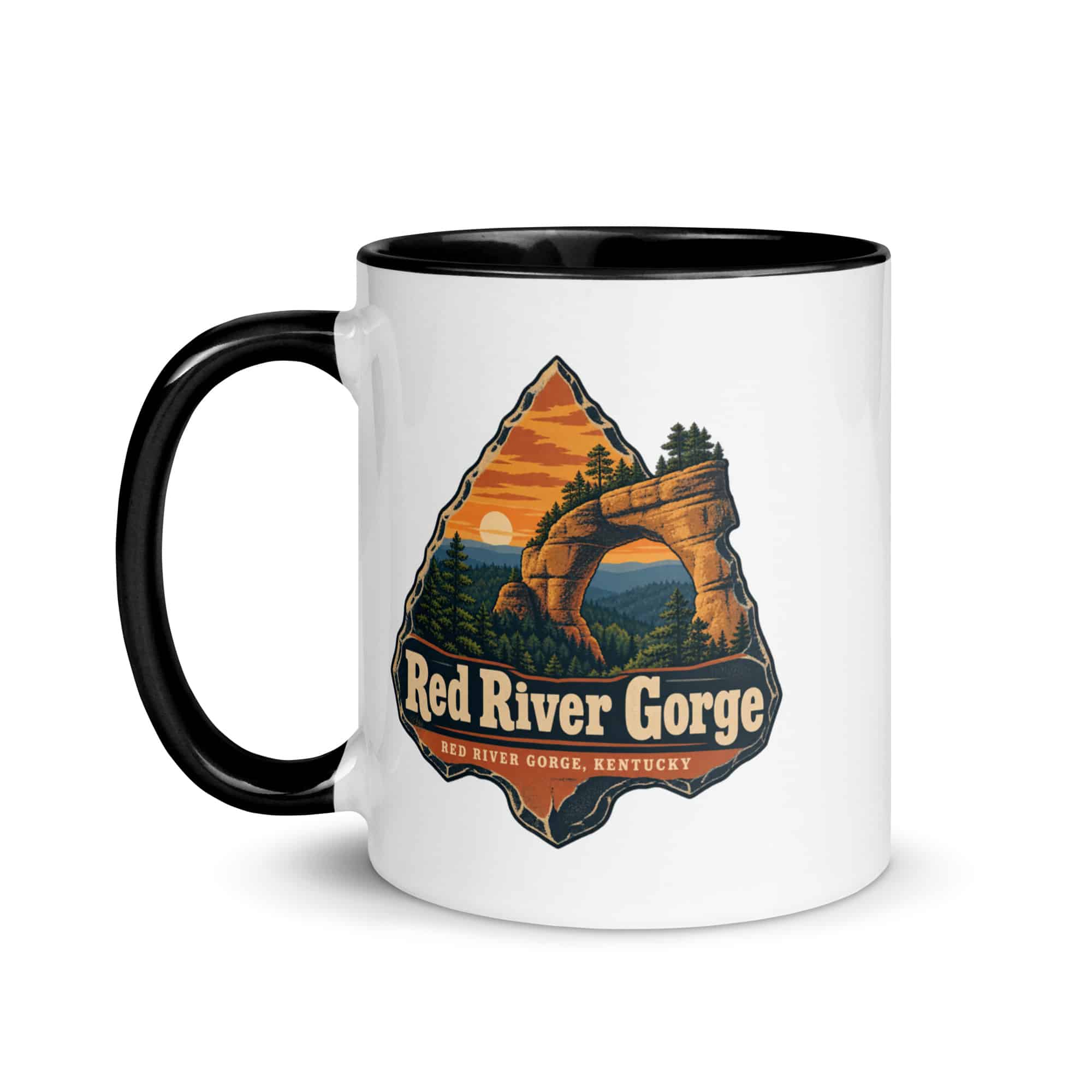 Red River Gorge Color Inside Coffee Mug: Red River Gorge Destination Seal, Scenic Shield Badge