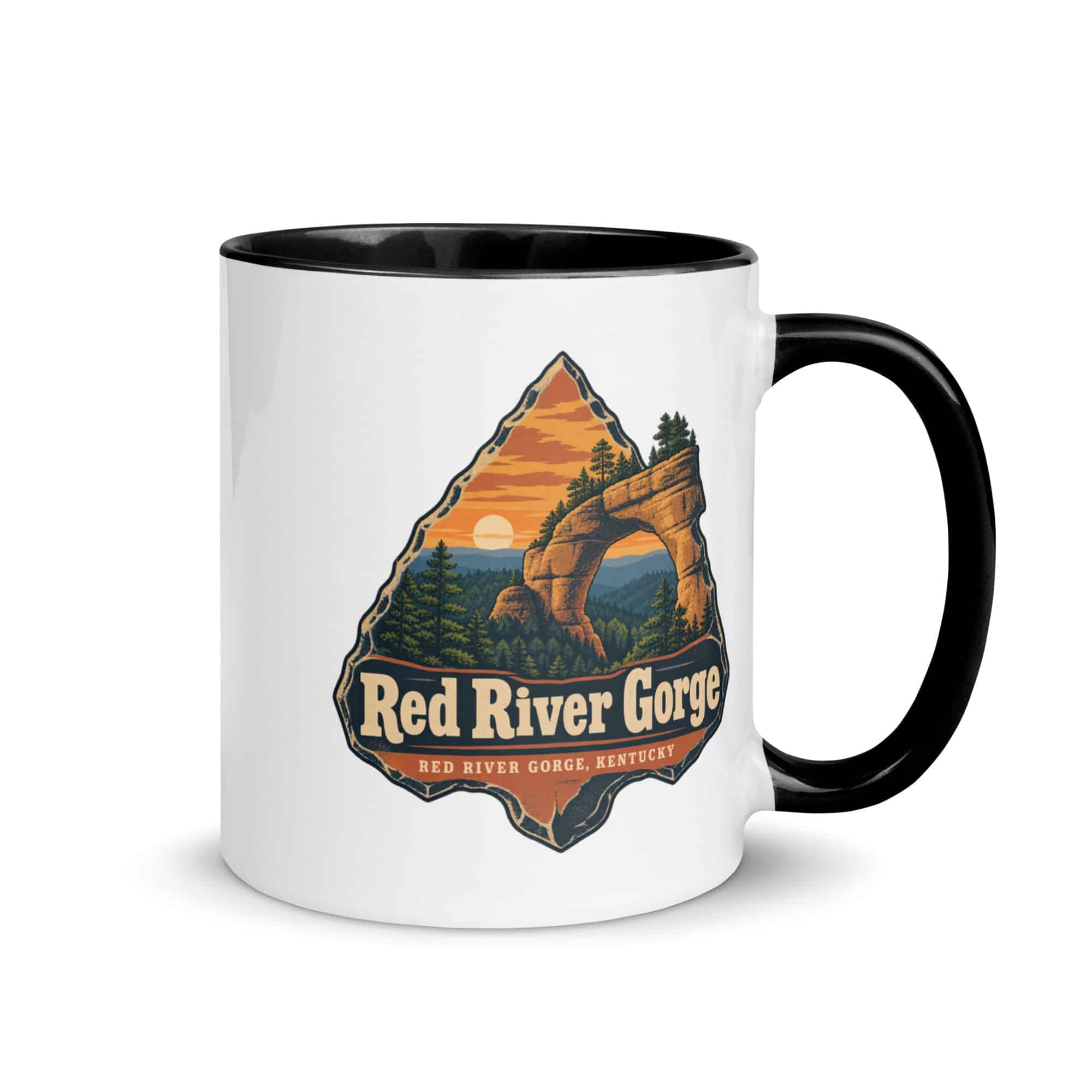 Red River Gorge Color Inside Coffee Mug: Red River Gorge Destination Seal, Scenic Shield Badge