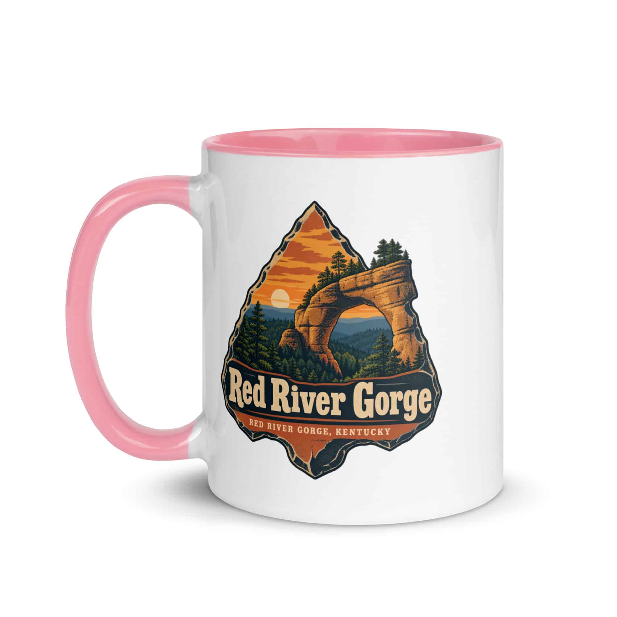 Red River Gorge Color Inside Coffee Mug: Red River Gorge Destination Seal, Scenic Shield Badge