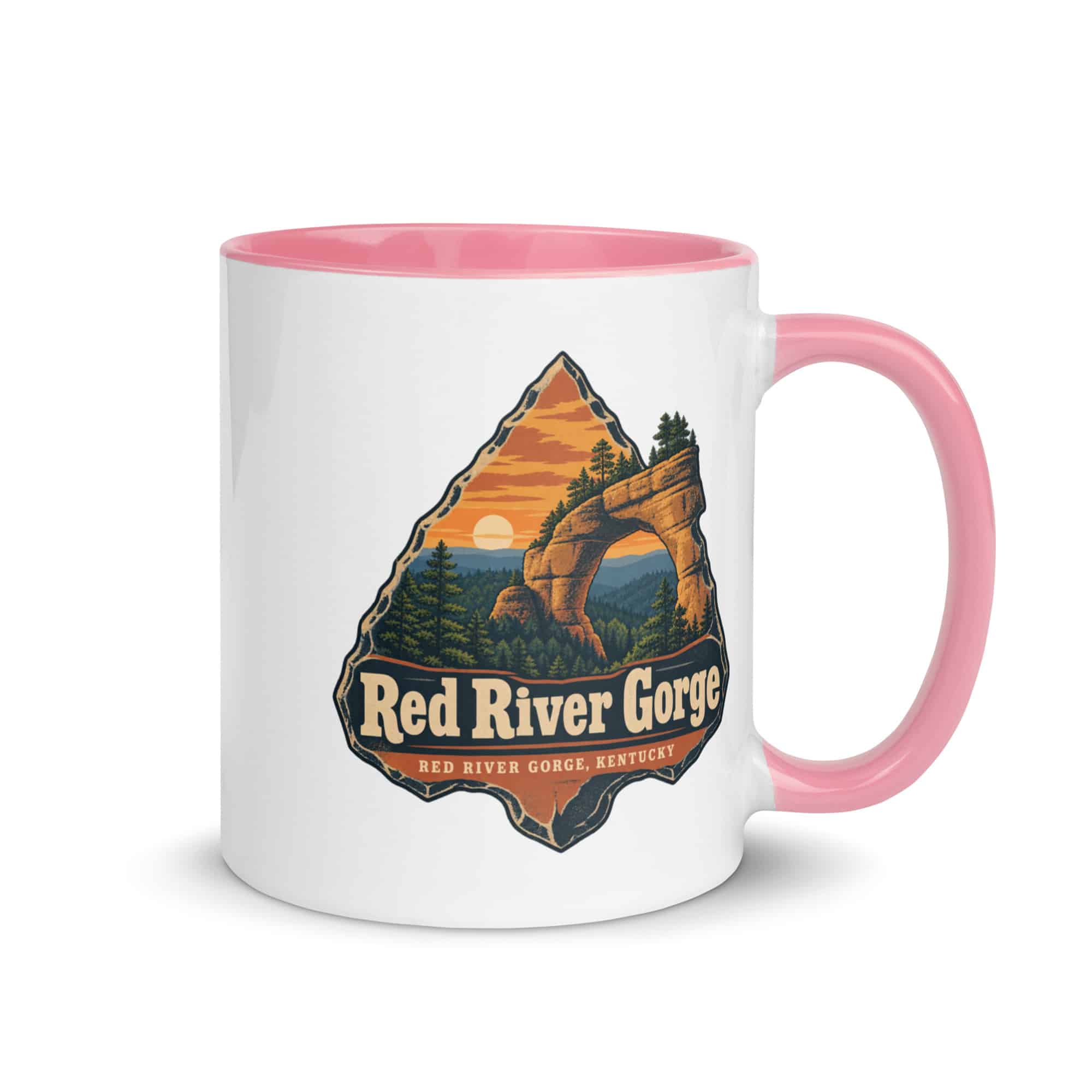 Red River Gorge Color Inside Coffee Mug: Red River Gorge Destination Seal, Scenic Shield Badge