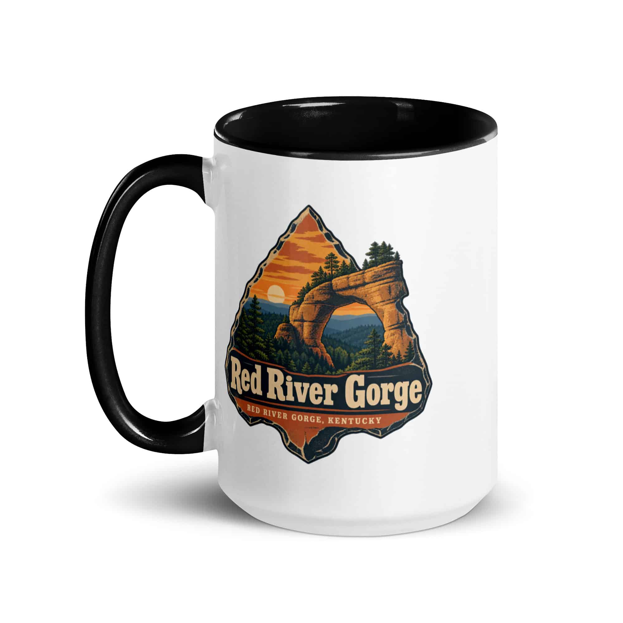 Red River Gorge Color Inside Coffee Mug: Red River Gorge Destination Seal, Scenic Shield Badge