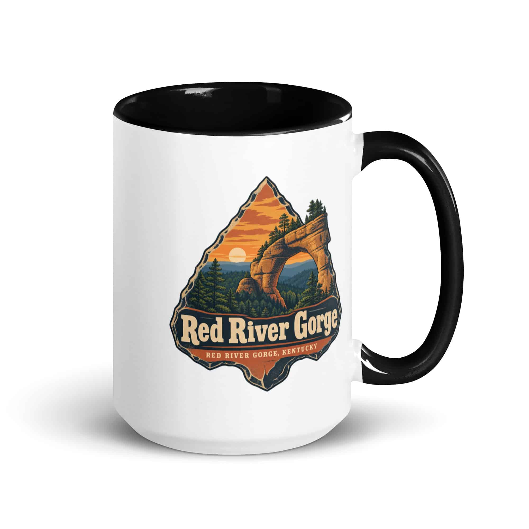 Red River Gorge Color Inside Coffee Mug: Red River Gorge Destination Seal, Scenic Shield Badge