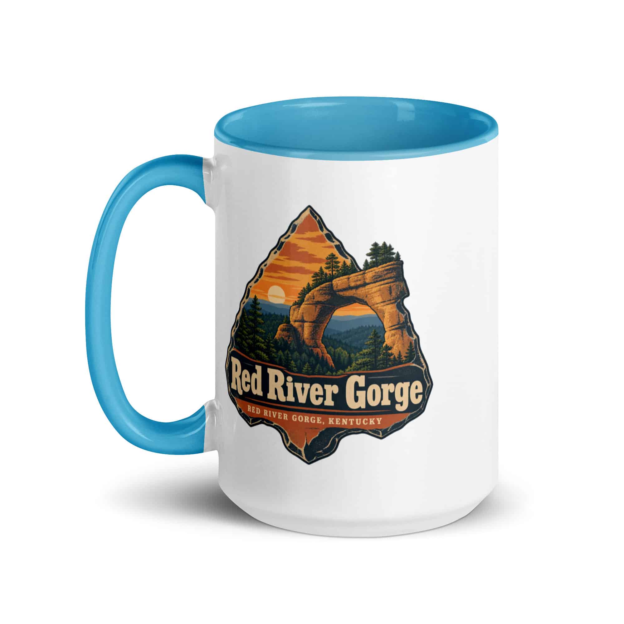 Red River Gorge Color Inside Coffee Mug: Red River Gorge Destination Seal, Scenic Shield Badge