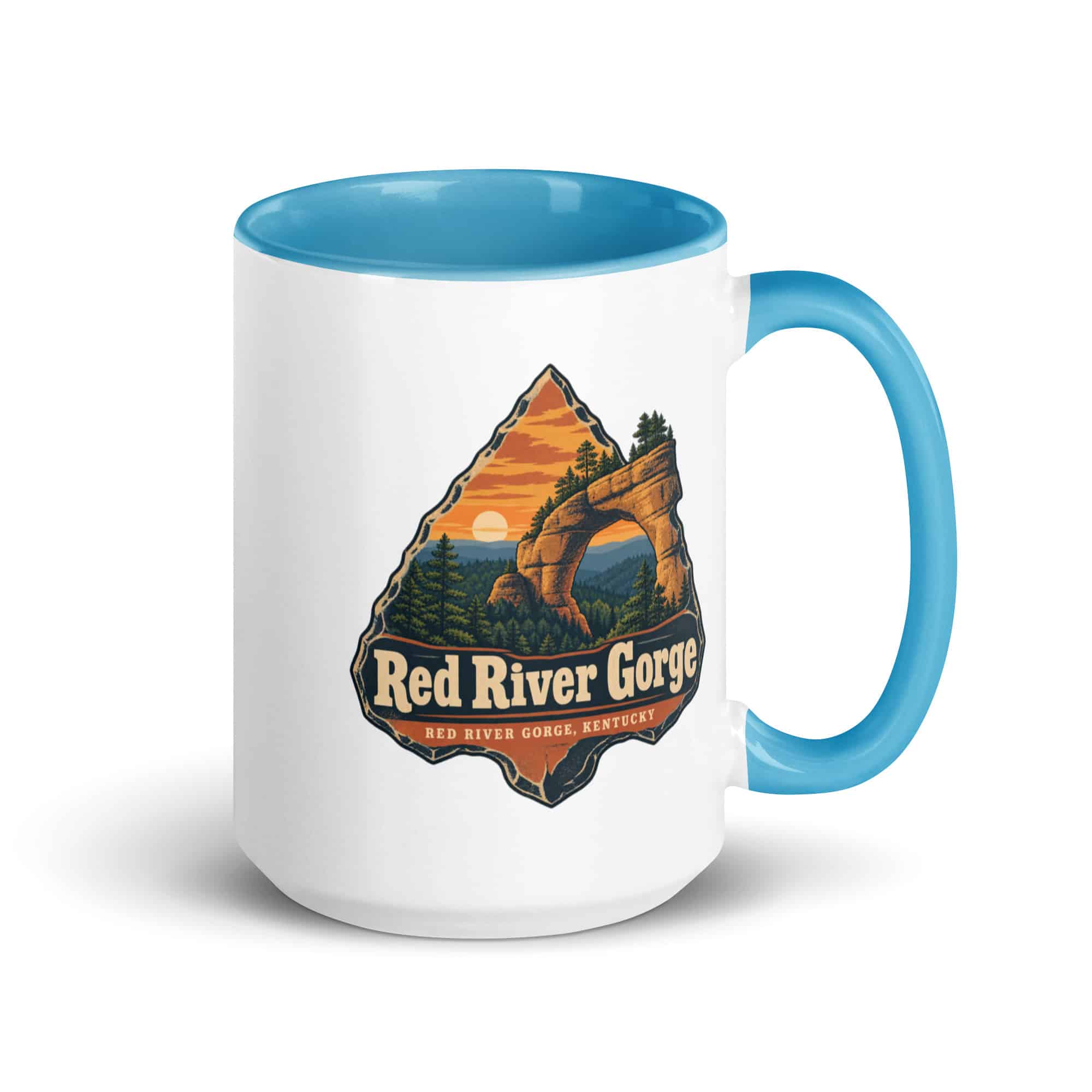 Red River Gorge Color Inside Coffee Mug: Red River Gorge Destination Seal, Scenic Shield Badge