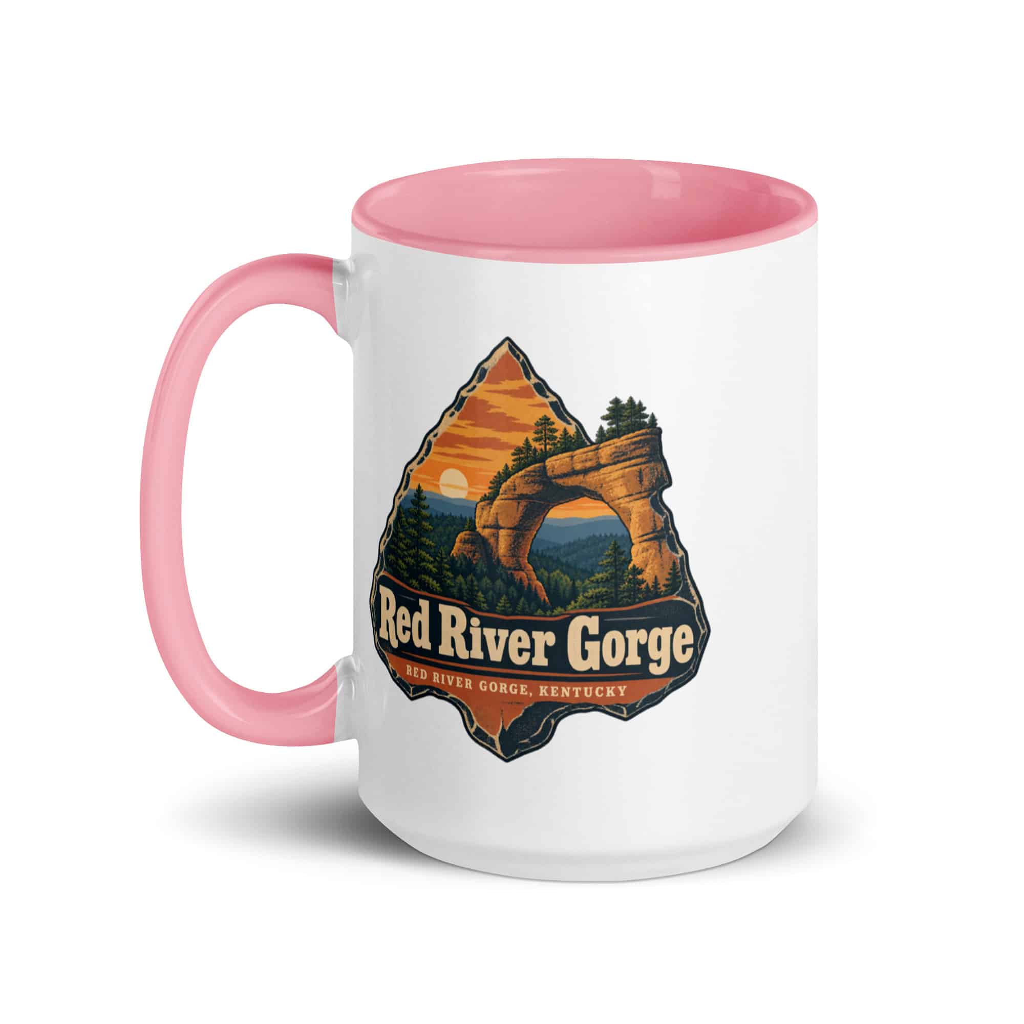 Red River Gorge Color Inside Coffee Mug: Red River Gorge Destination Seal, Scenic Shield Badge