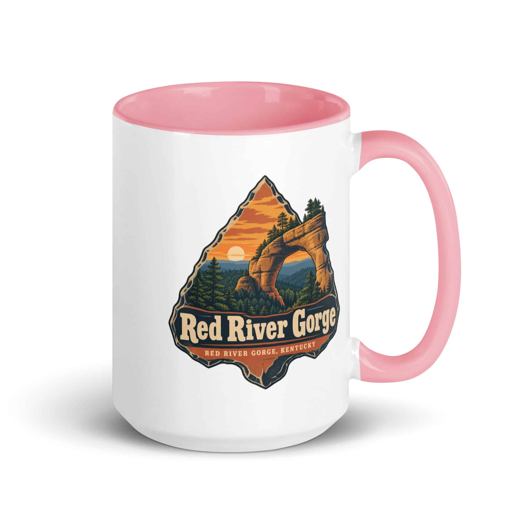 Red River Gorge Color Inside Coffee Mug: Red River Gorge Destination Seal, Scenic Shield Badge