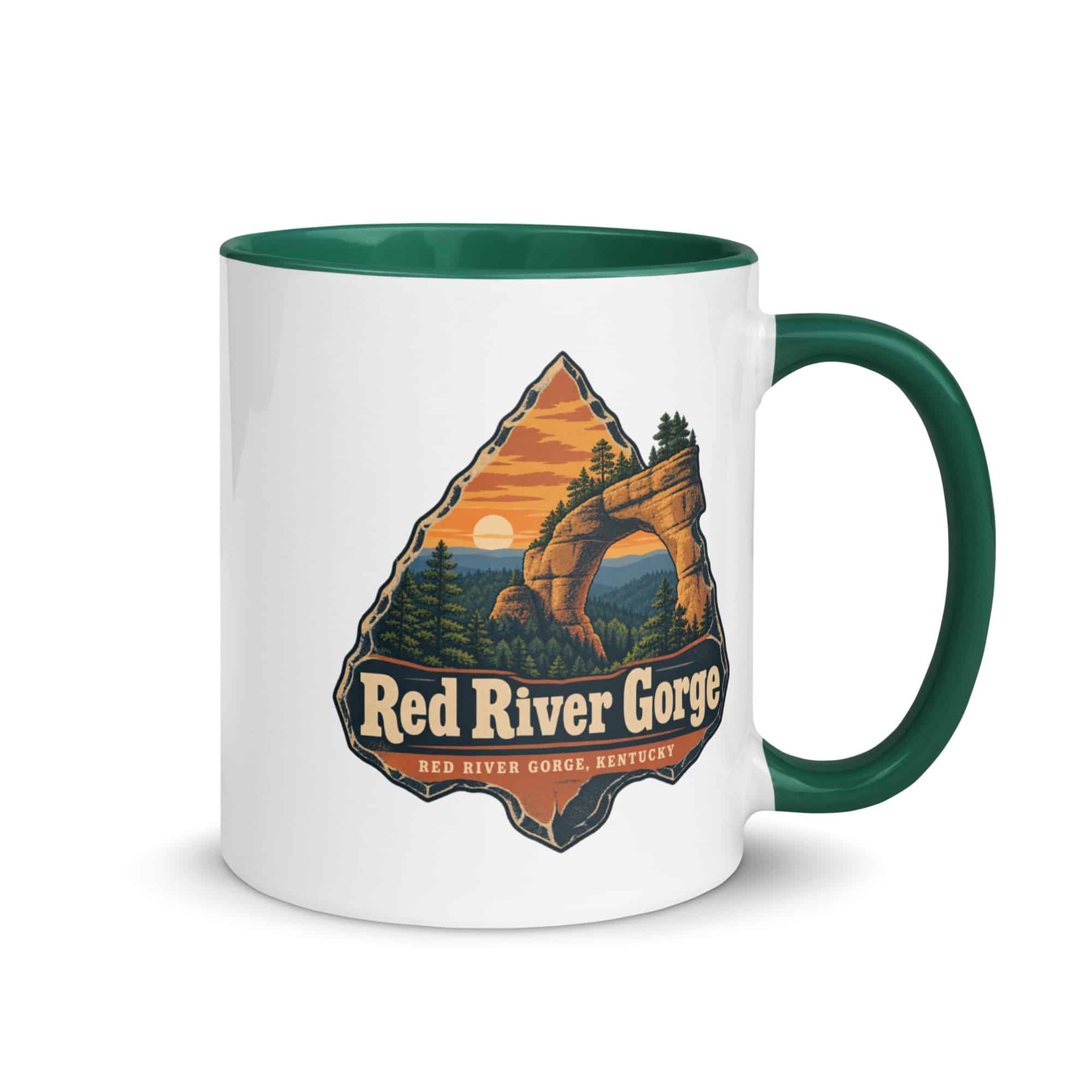 Red River Gorge Color Inside Coffee Mug: Red River Gorge Destination Seal, Scenic Shield Badge