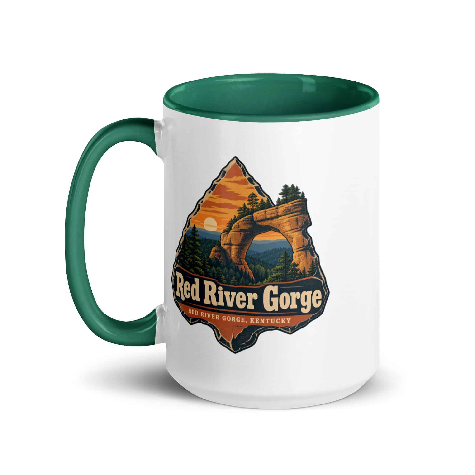 Red River Gorge Color Inside Coffee Mug: Red River Gorge Destination Seal, Scenic Shield Badge