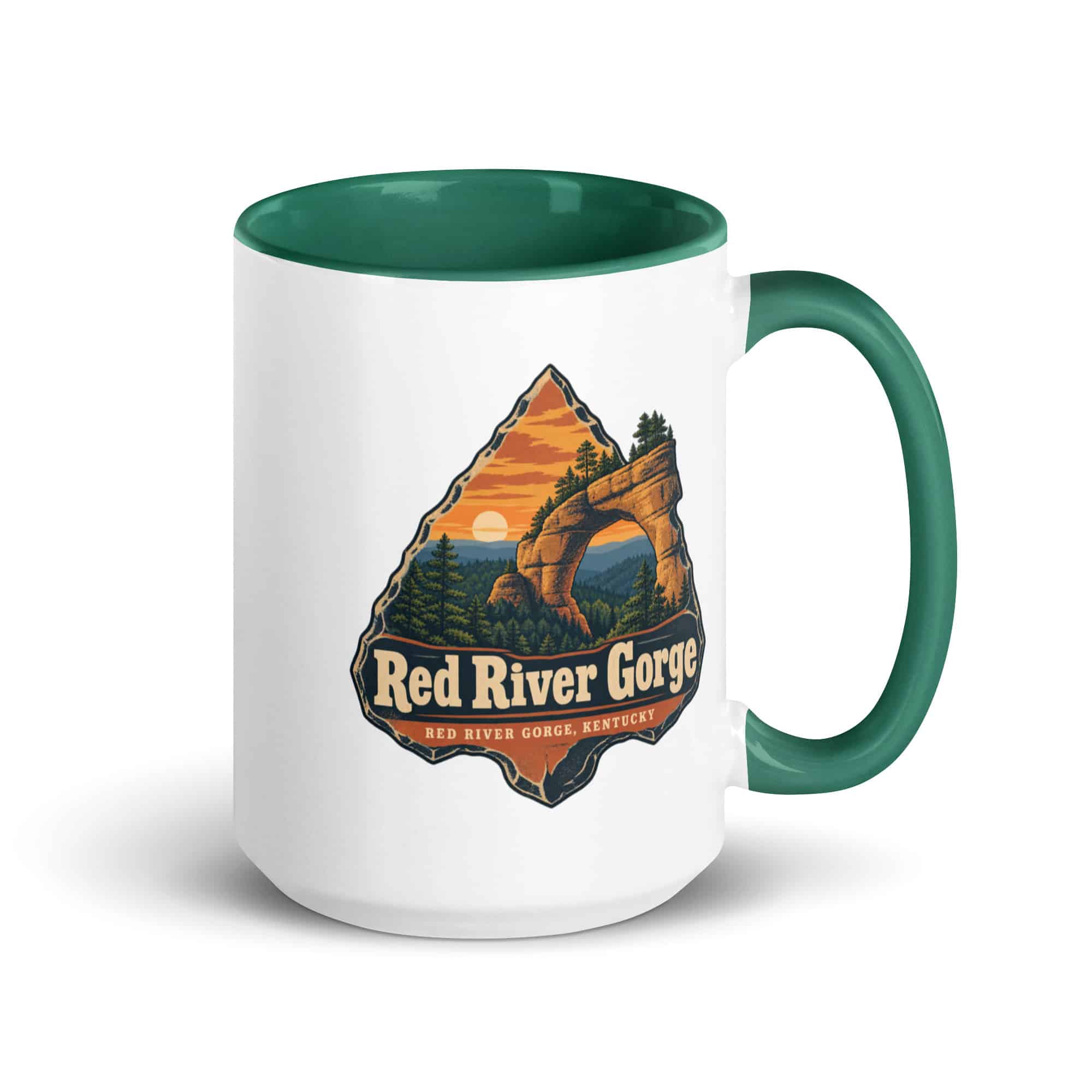 Red River Gorge Color Inside Coffee Mug: Red River Gorge Destination Seal, Scenic Shield Badge