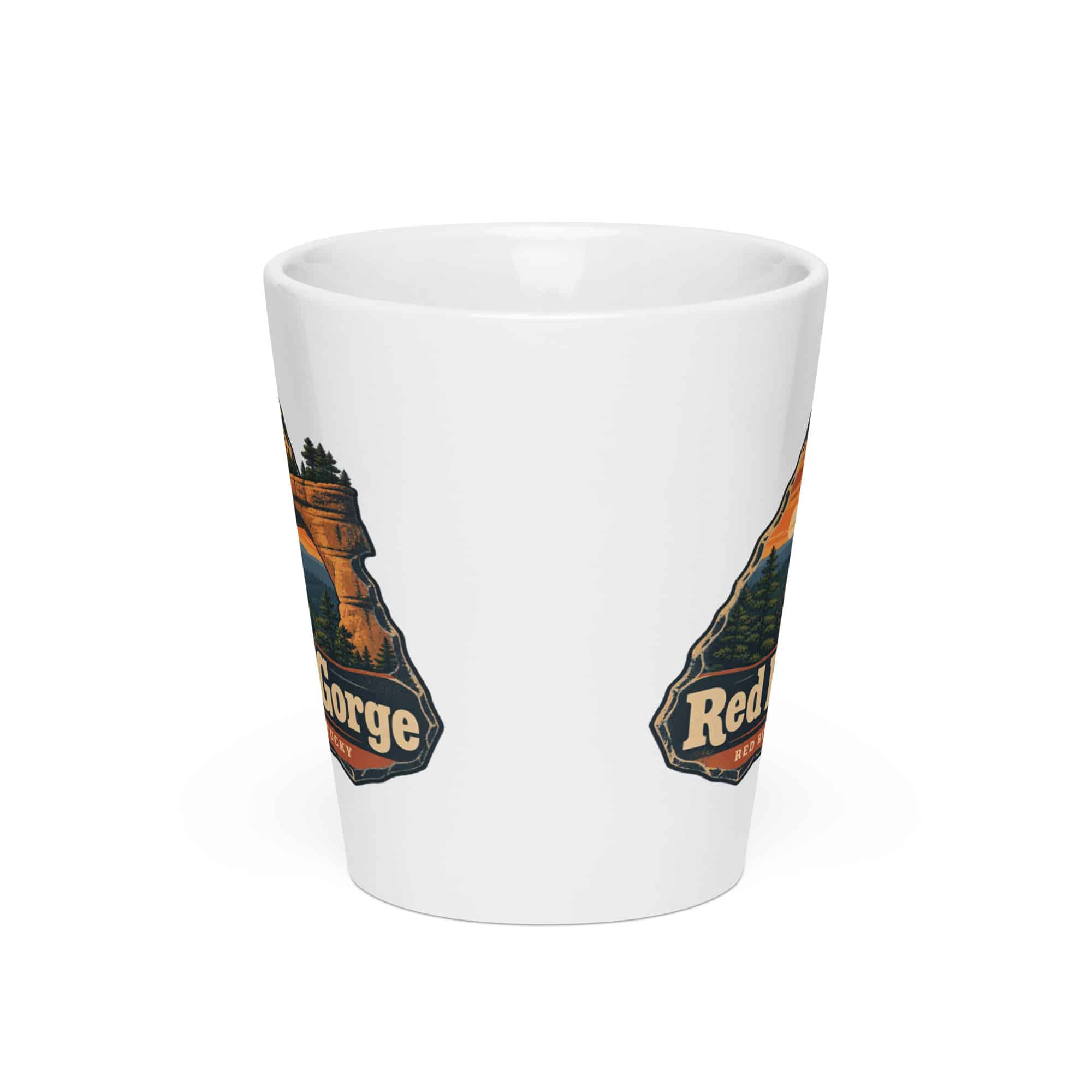 Red River Gorge Latte Mug: Red River Gorge Destination Seal, Scenic Shield Badge