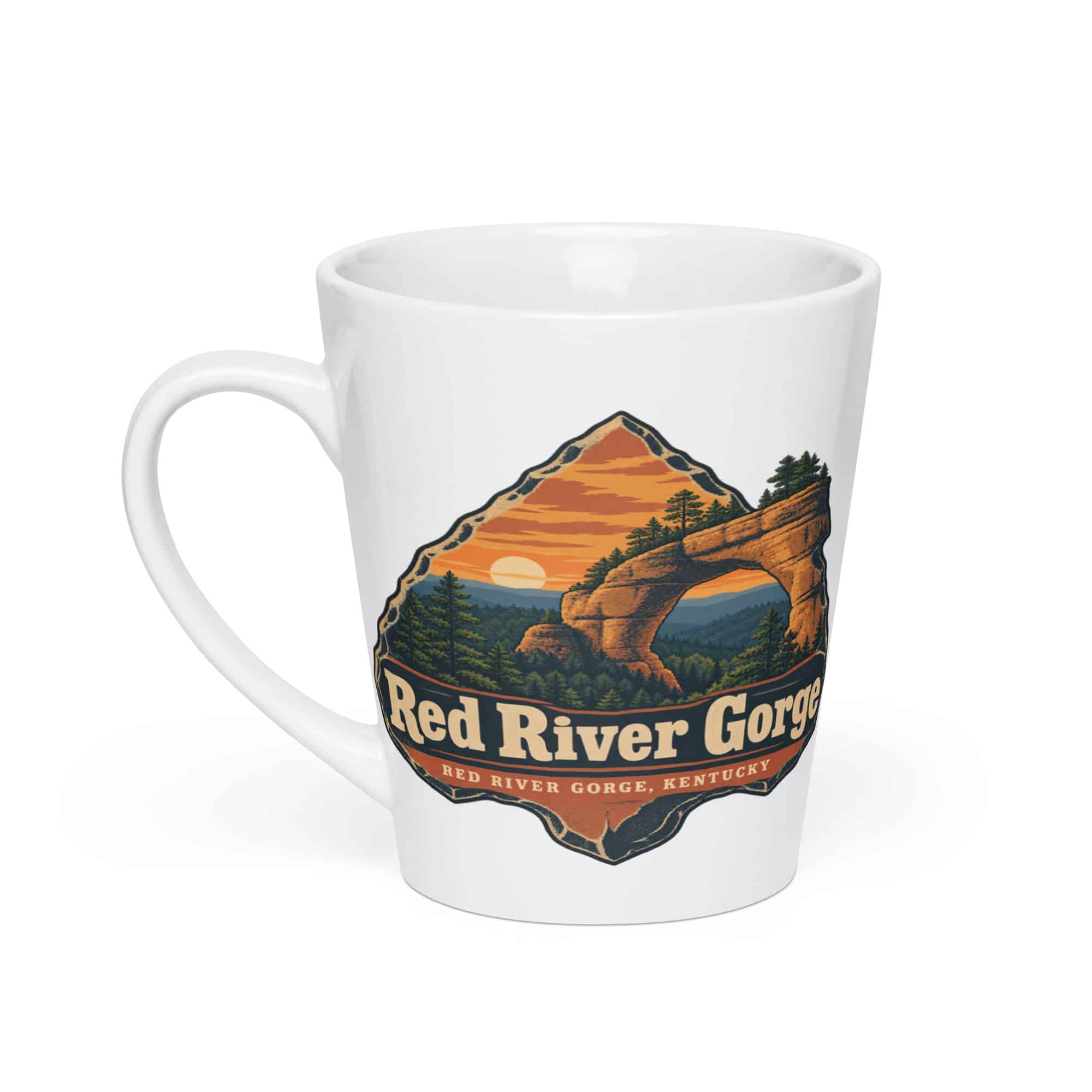 Red River Gorge Latte Mug: Red River Gorge Destination Seal, Scenic Shield Badge