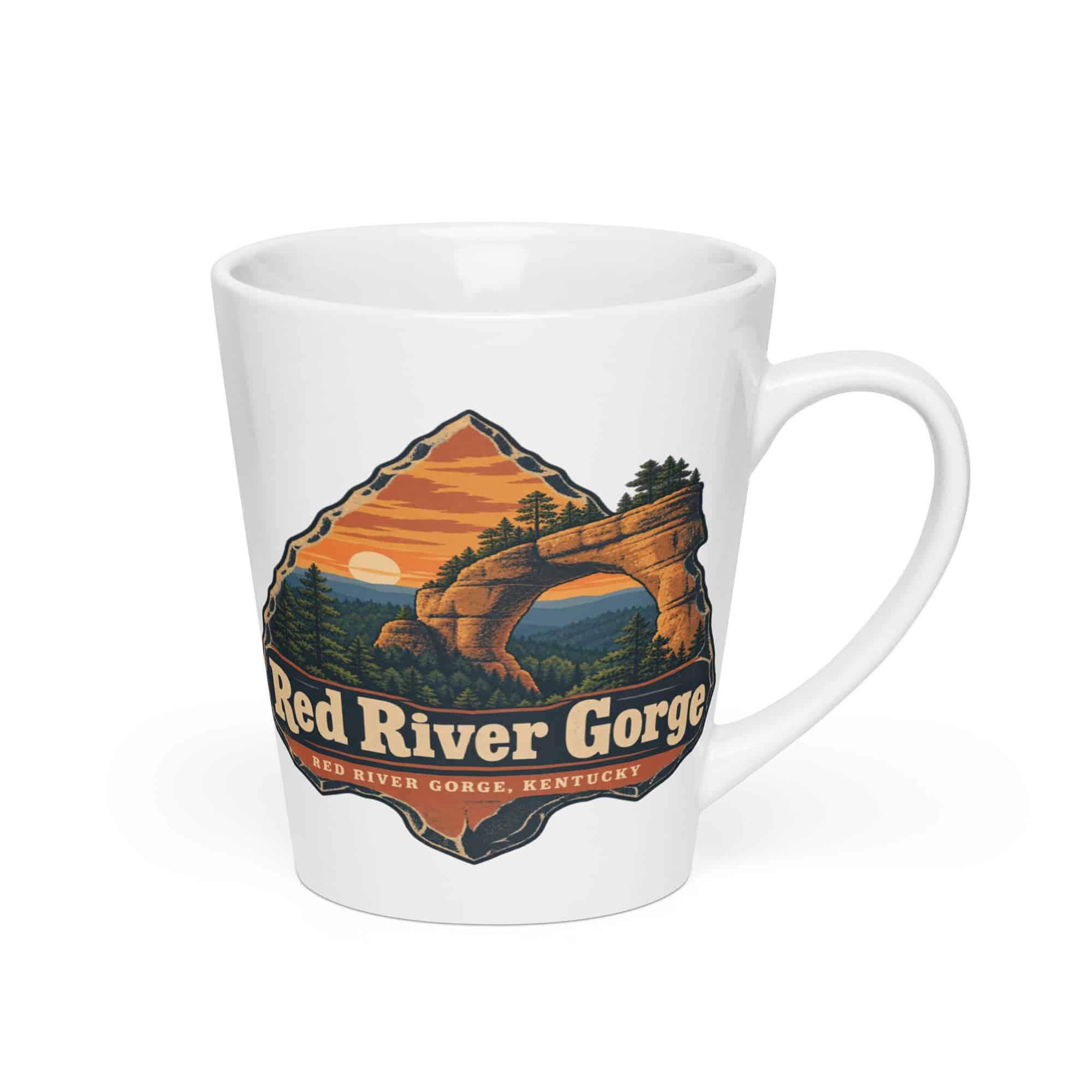 Red River Gorge Latte Mug: Red River Gorge Destination Seal, Scenic Shield Badge
