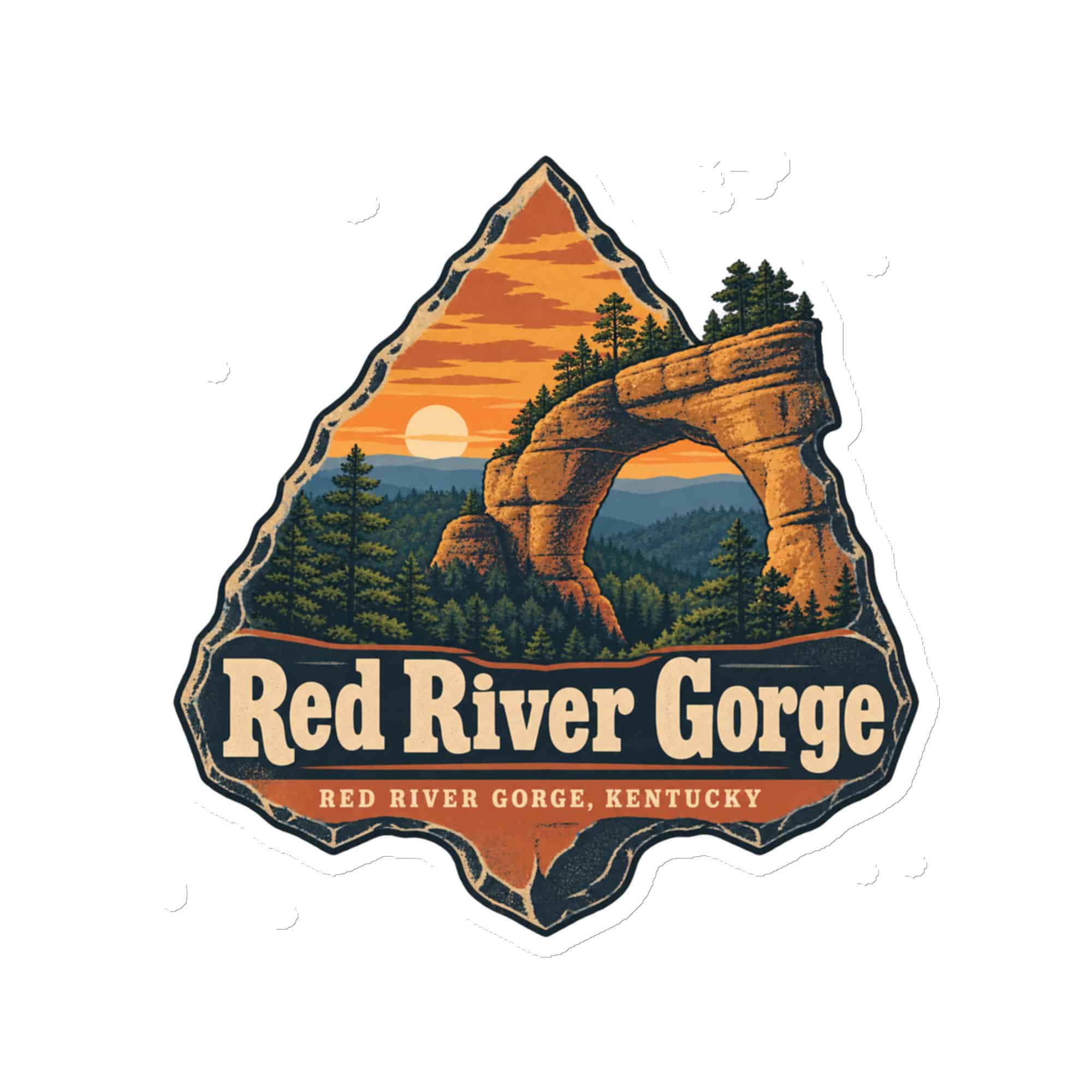 Red River Gorge Die-Cut Magnet: Red River Gorge Destination Seal, Scenic Shield Badge